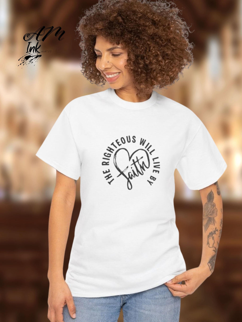 Faith Heart Graphic Tee  Romans 1 17 Christian bible verse shirt faith based clothing