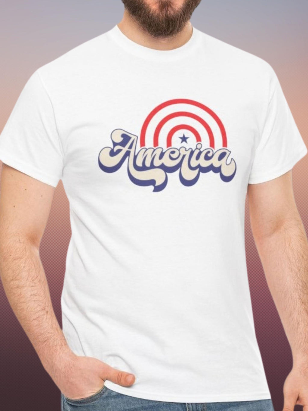 Retro America Script T-Shirt | Patriotic Stars Stripes Graphic Tee