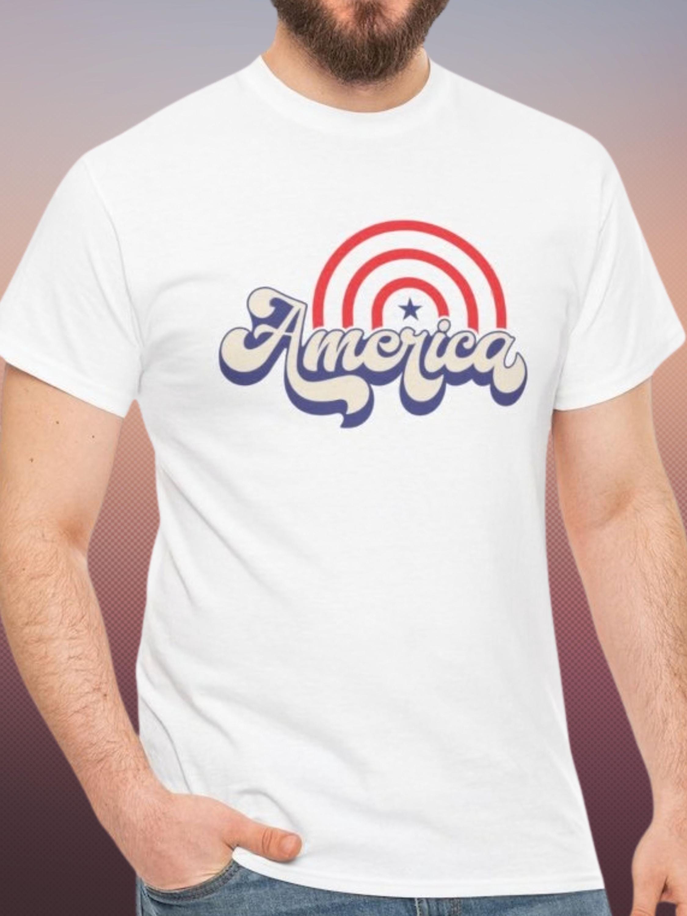 Retro America Script T-Shirt | Patriotic Stars Stripes Graphic Tee