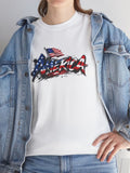 Distressed American Flag Brush Stroke T-Shirt | Patriotic USA Grunge Graphic Tee | Red White Blue Freedom Shirt