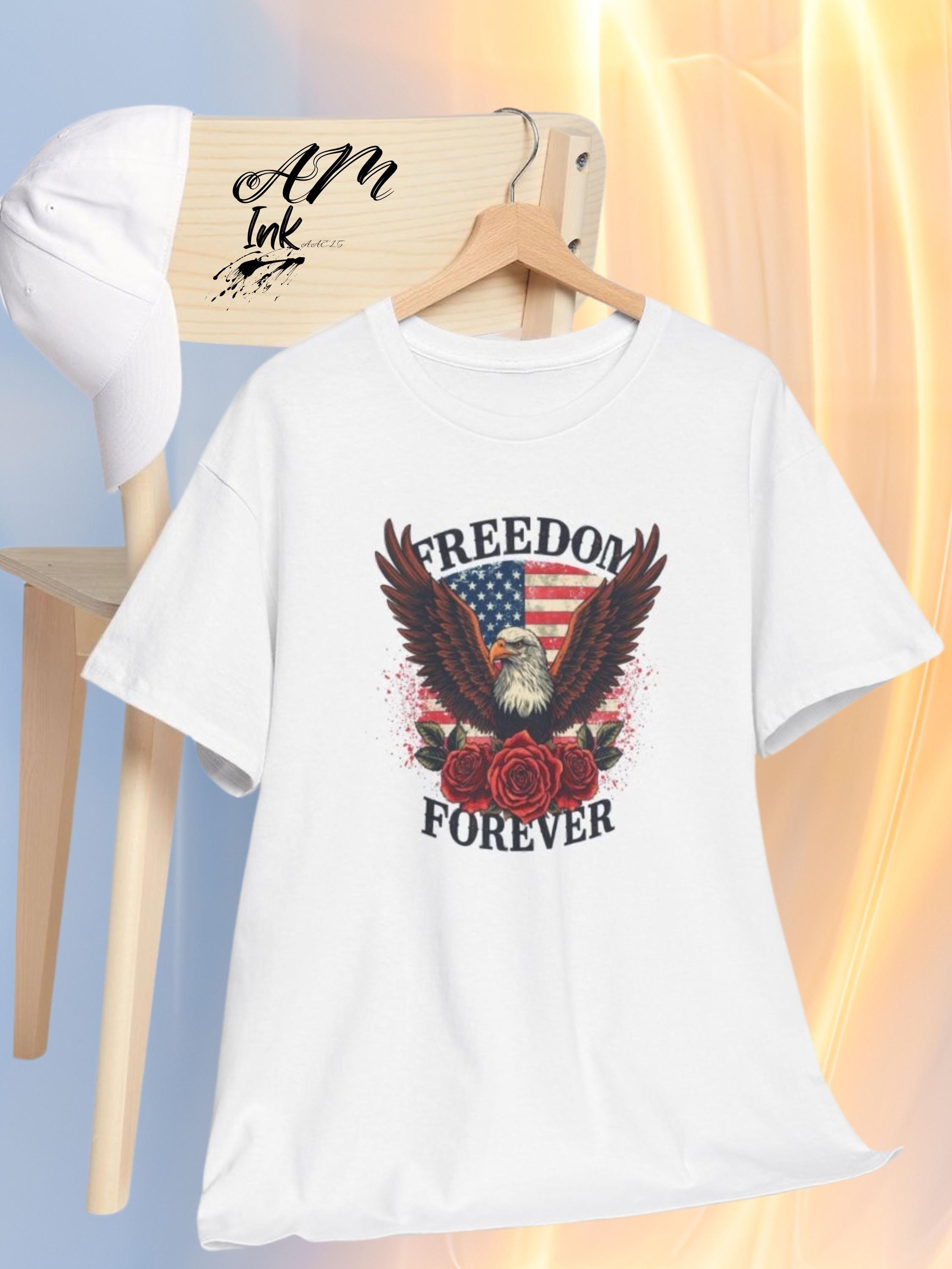 Vintage Eagle Graphic T-Shirt, Freedom Forever, Patriotic USA Pride