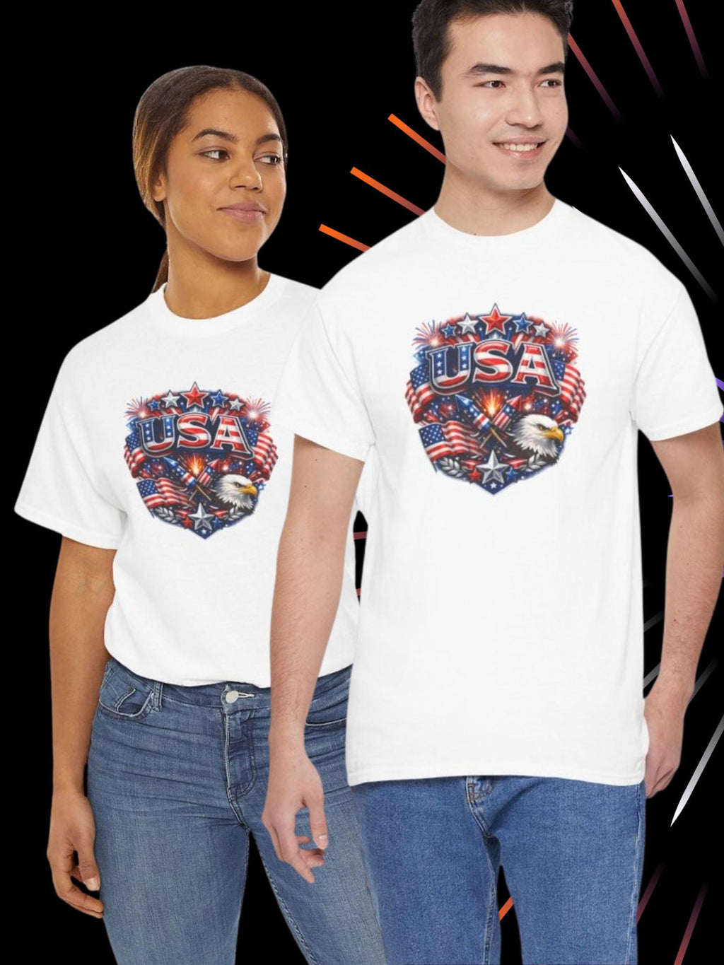 USA Eagle Crest T-Shirt | American Flag Bald Eagle Patriotic Graphic Tee