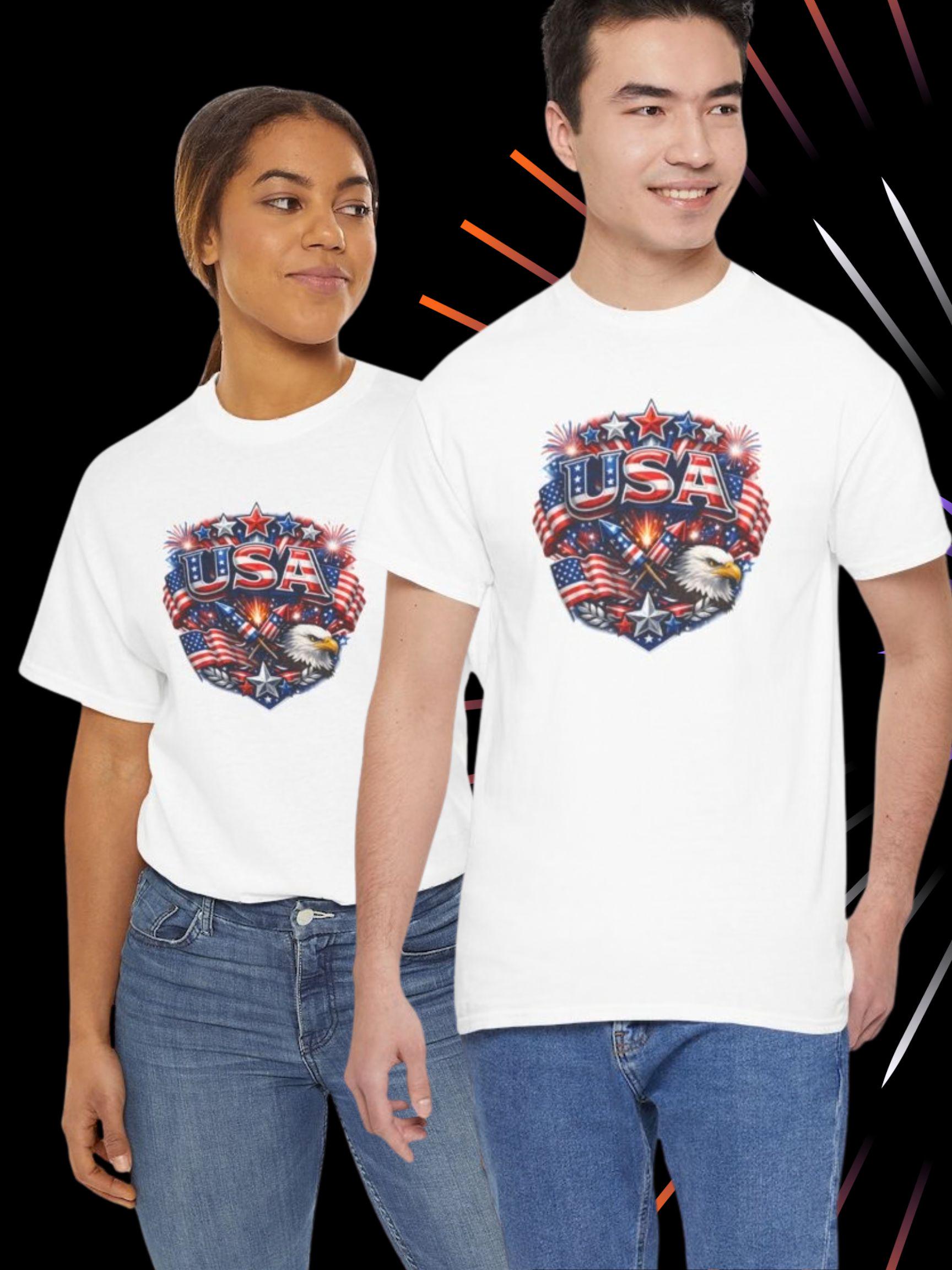USA Eagle Crest T-Shirt | American Flag Bald Eagle Patriotic Graphic Tee