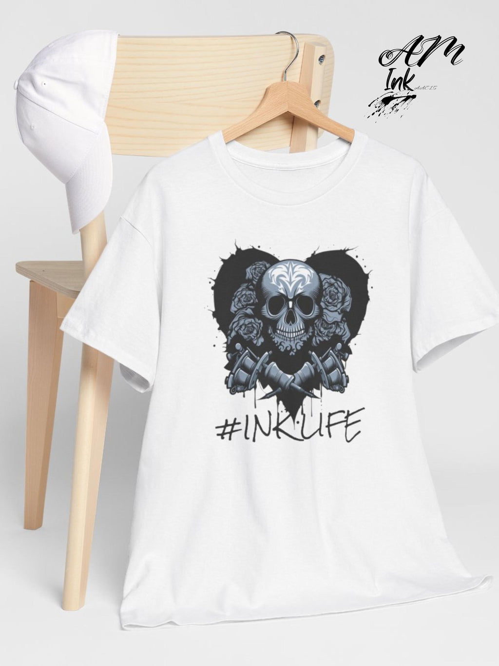 Gothic Skull with Roses Tattoo Lovers INK LIFE Tee
