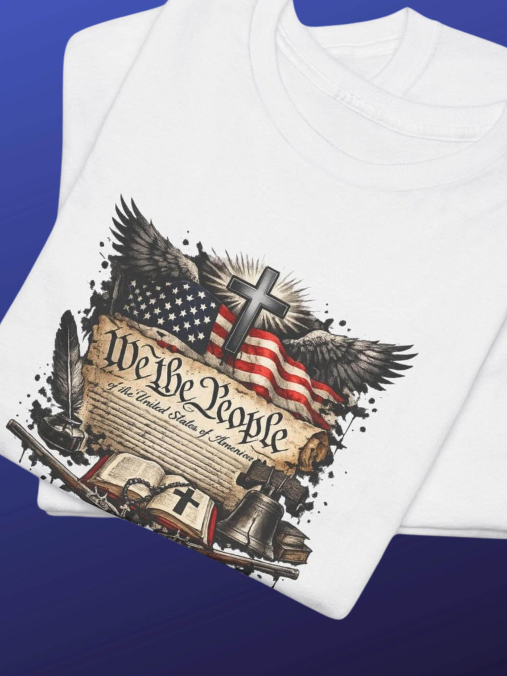 We the People Constitution Tee | American Flag Patriotic Shirt | Vintage Parchment Americana | Constitutional Graphic T-Shirt