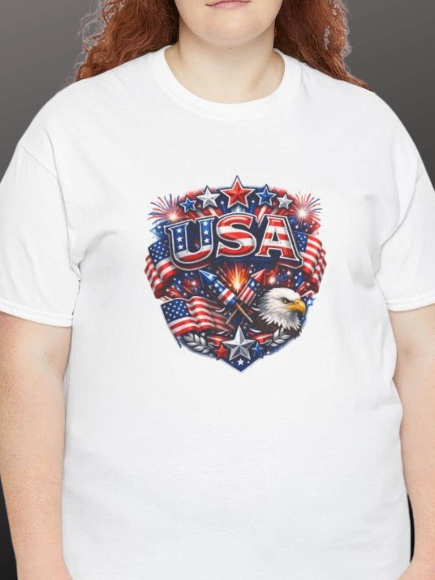 USA Eagle Crest T-Shirt | American Flag Bald Eagle Patriotic Graphic Tee