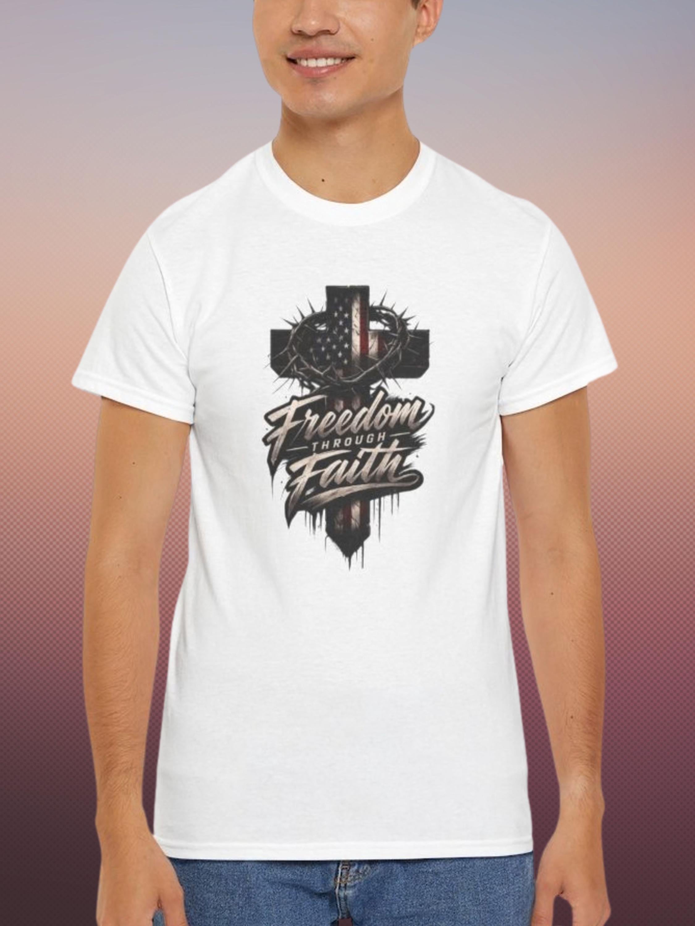 American Flag Cross T-Shirt | Freedom & Faith Christian Tee