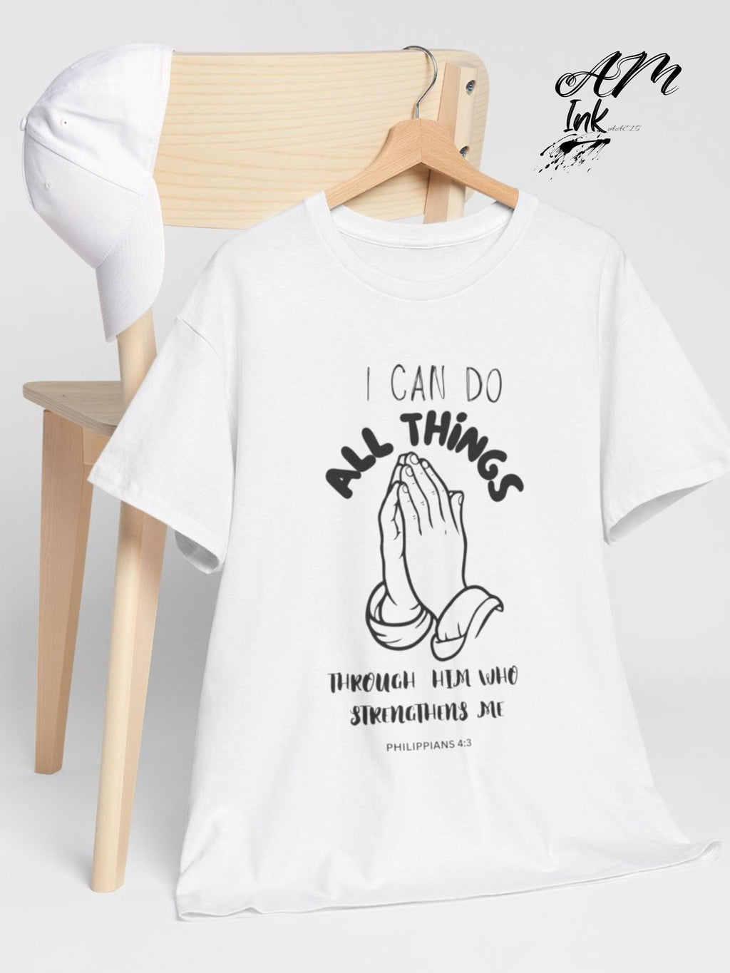 Praying Hands Christian T-Shirt | Philippians 4:13 Faith Tee