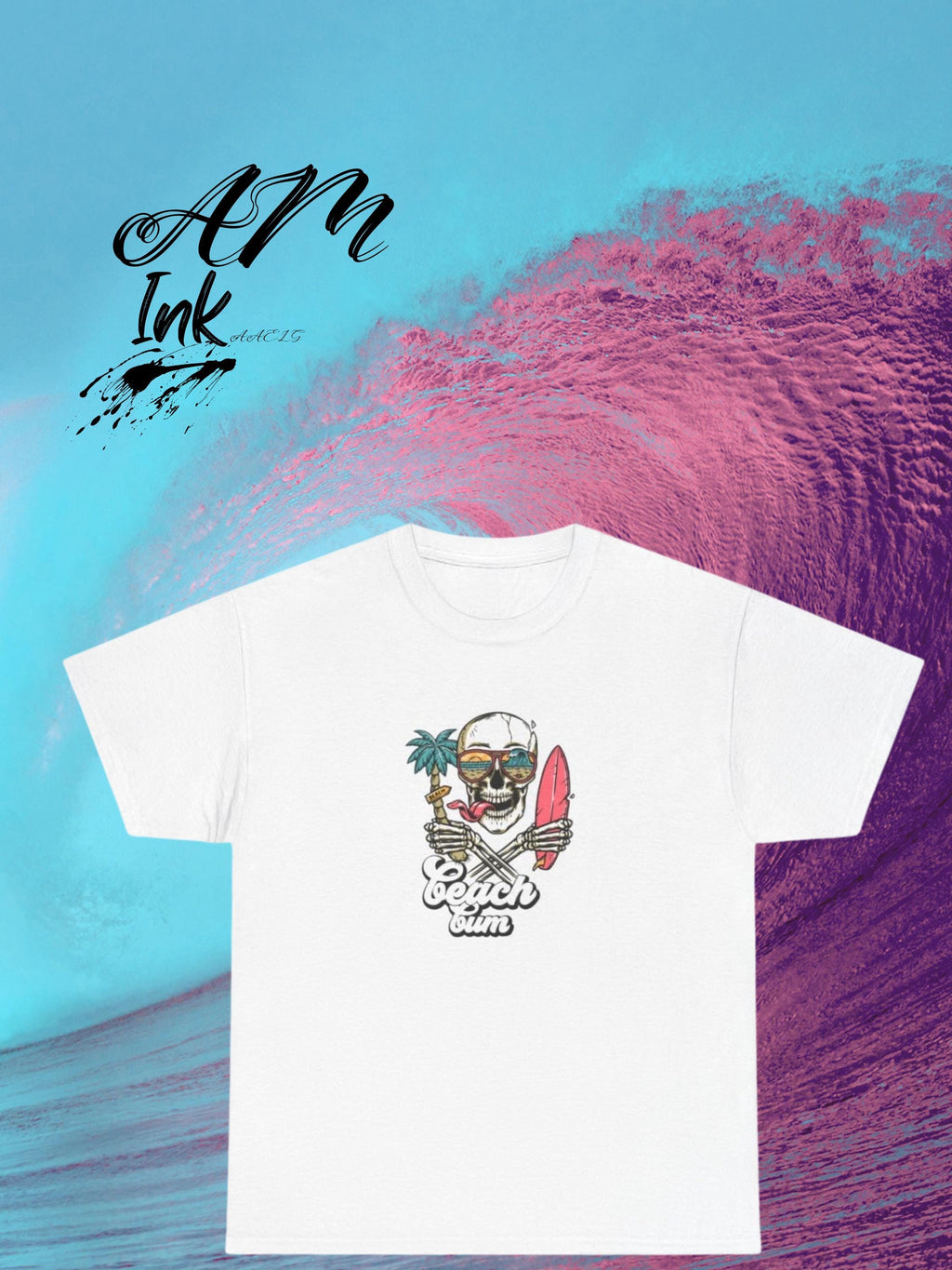 Beach Bum Skull Surfer T-Shirt, Vintage Coastal Graphic Tee