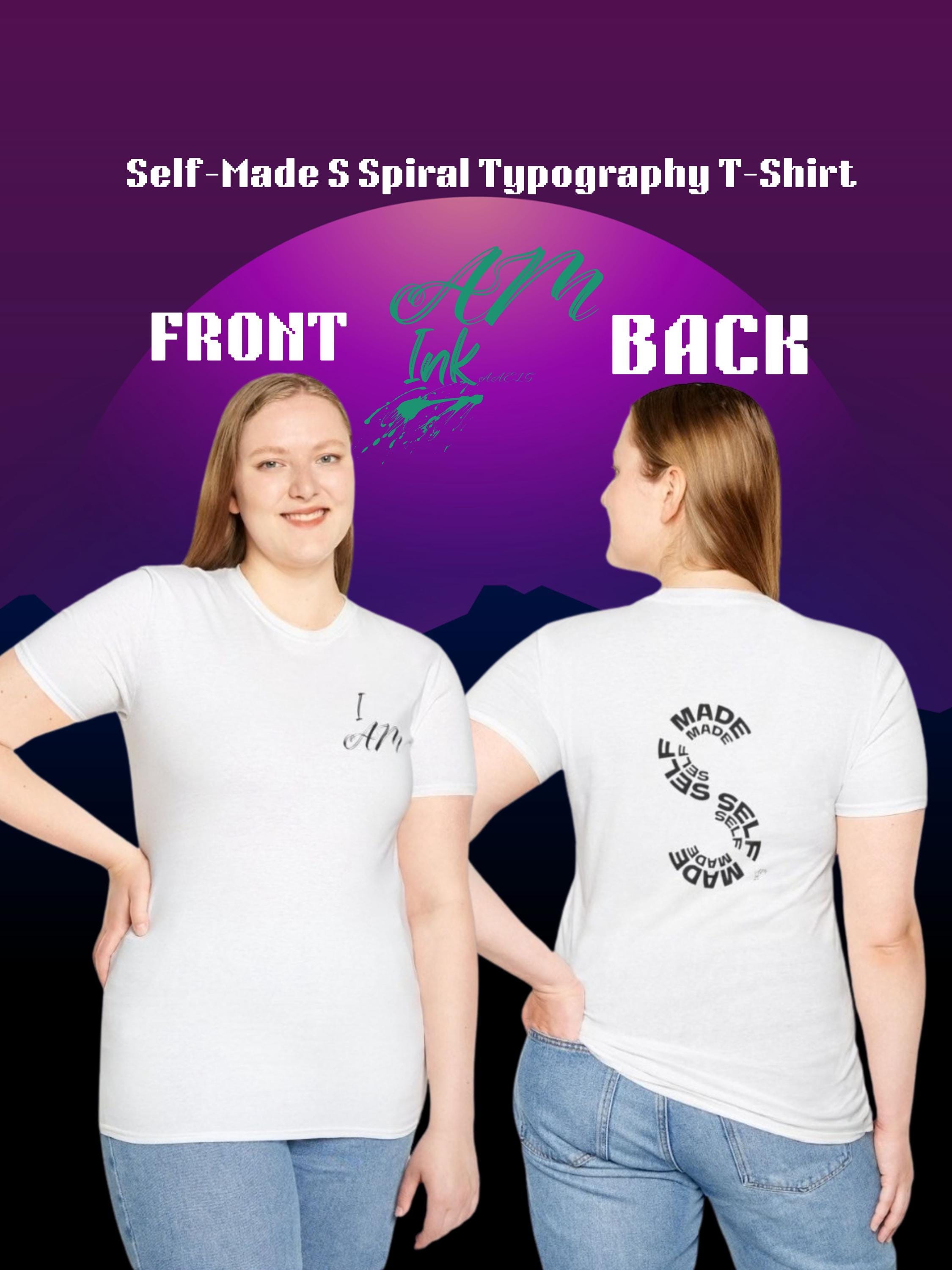 I AM Self-Made S Spiral Typography T-Shirt |AFFIRMATION Vintage Graphic Tee