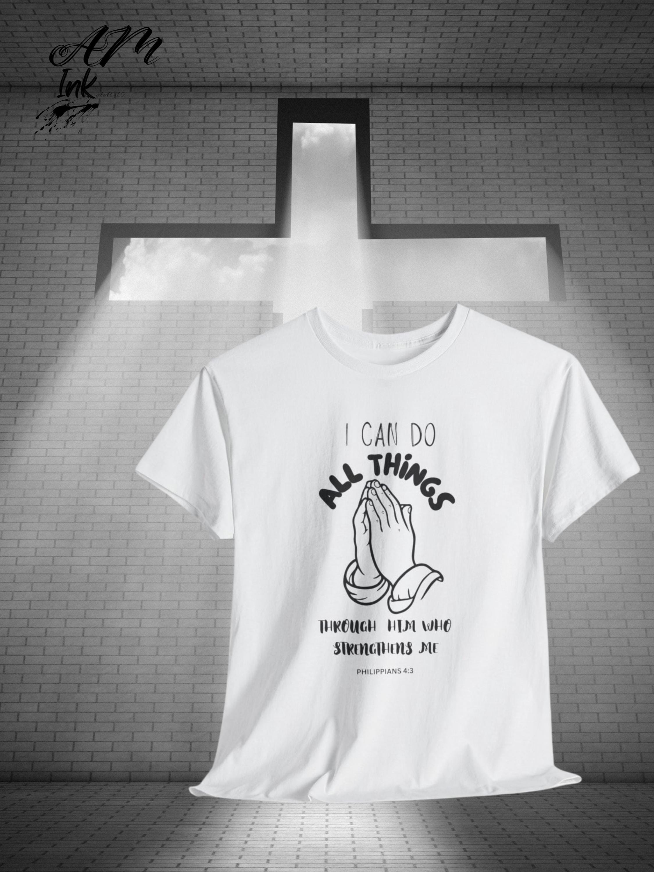 Praying Hands Christian T-Shirt | Philippians 4:13 Faith Tee