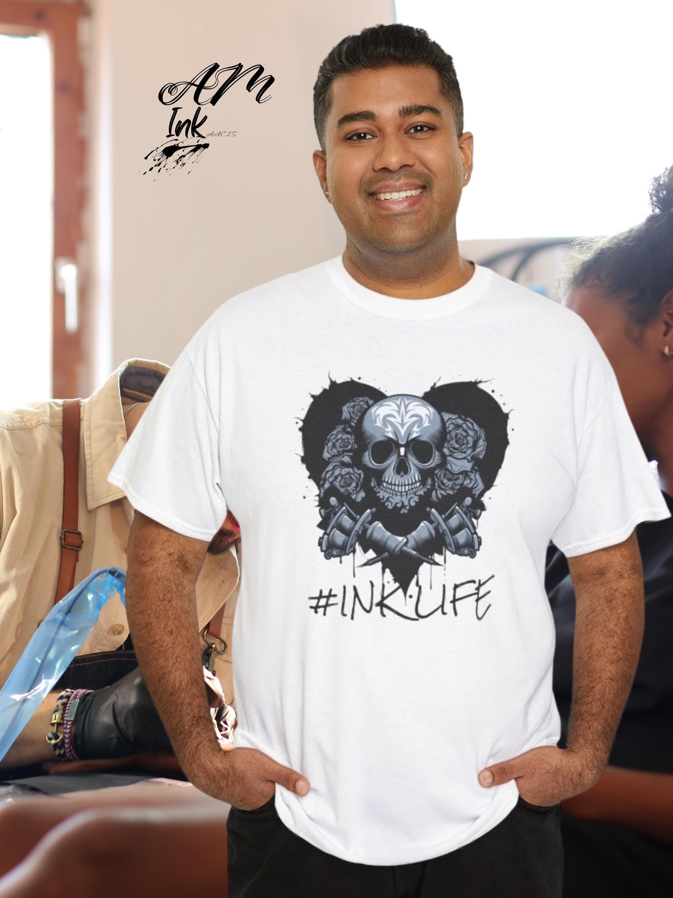 Gothic Skull with Roses Tattoo Lovers INK LIFE Tee