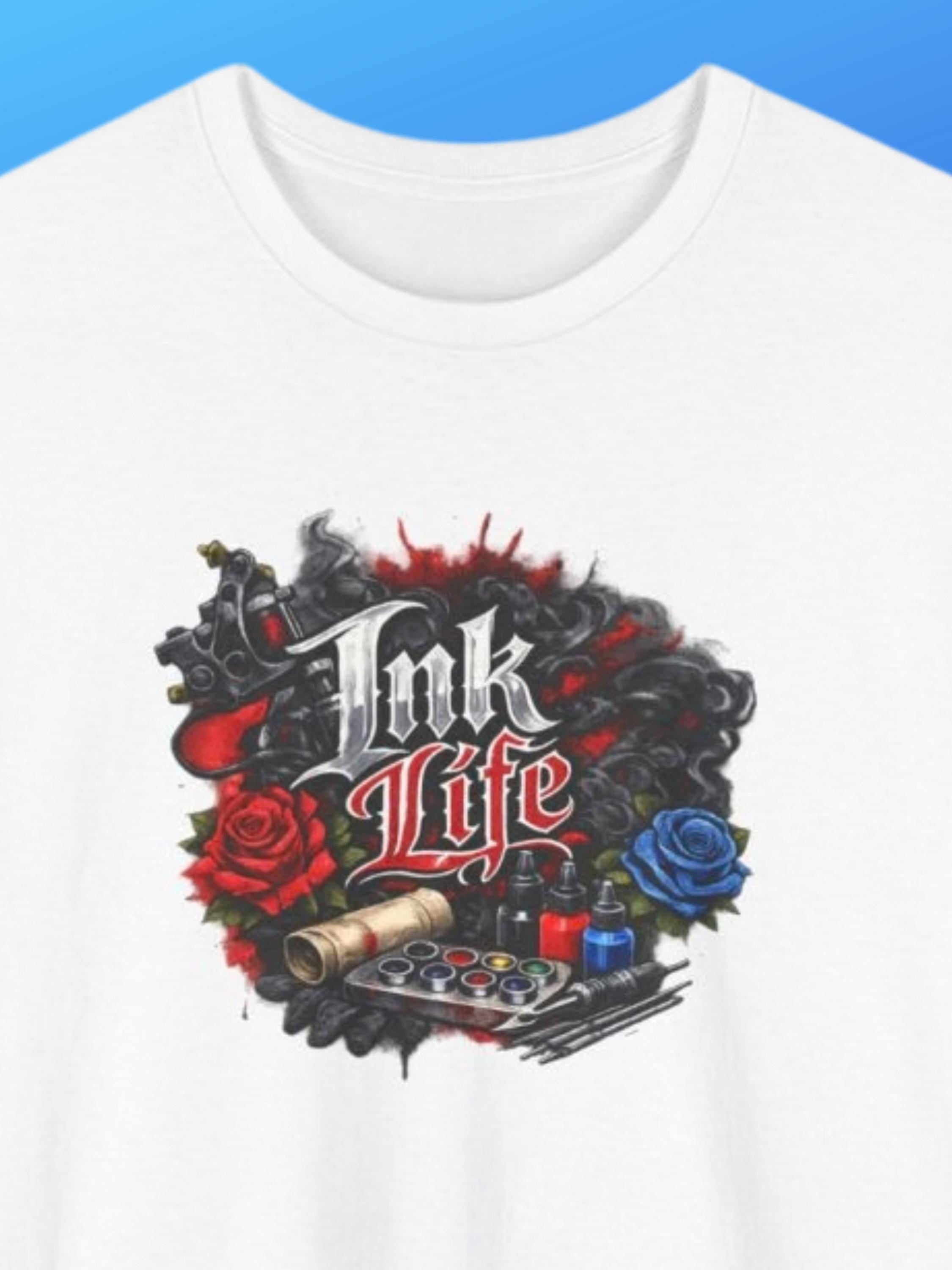 Ink Life Tattoo Heart Shirt | Roses, Skull, Tattoo Machine Graphic Tee