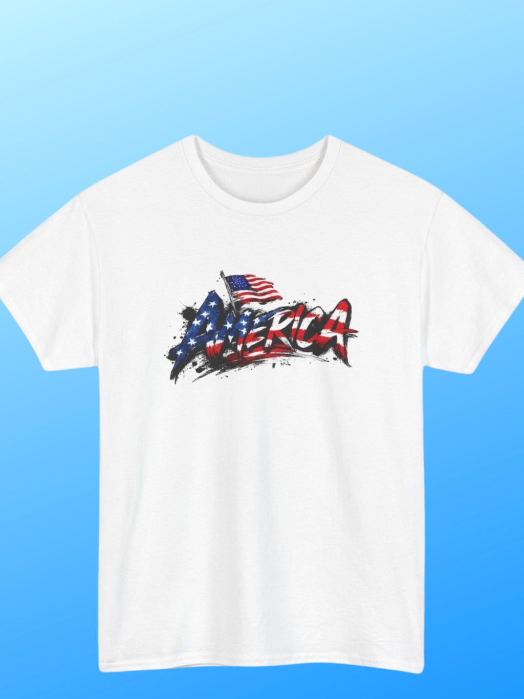 Distressed American Flag Brush Stroke T-Shirt | Patriotic USA Grunge Graphic Tee | Red White Blue Freedom Shirt