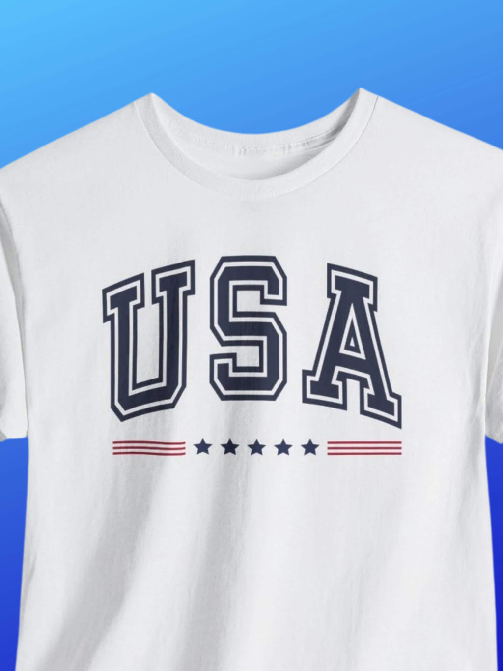 USA Graphic T-Shirt | Varsity Stars Stripes Patriotic Tee | Unisex Cotton Blend