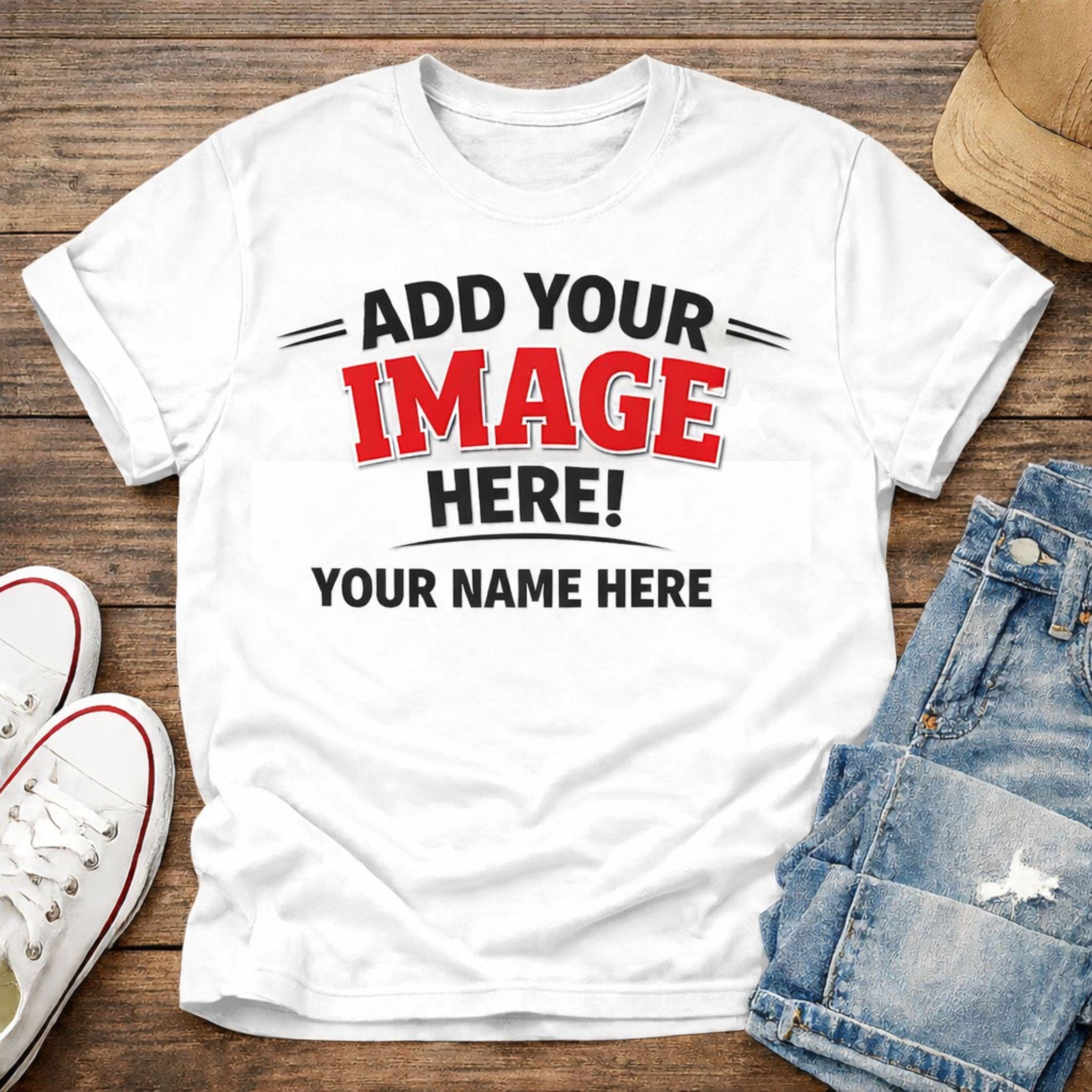 Custom Photo Name T-Shirt | Personalized Image Text Tee
