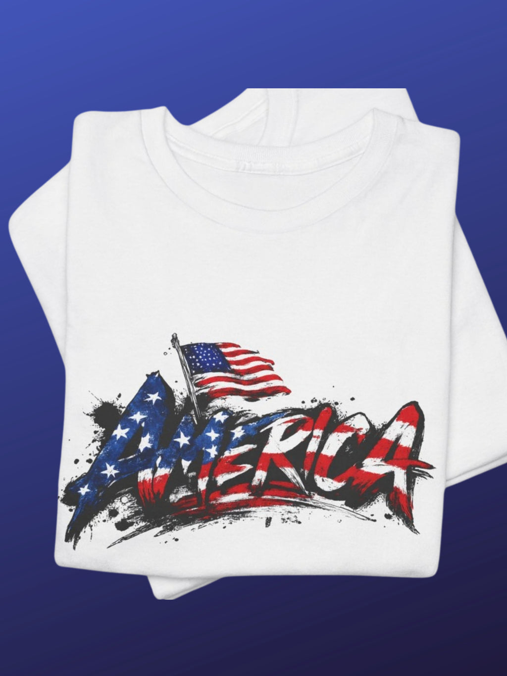 Distressed American Flag Brush Stroke T-Shirt | Patriotic USA Grunge Graphic Tee | Red White Blue Freedom Shirt