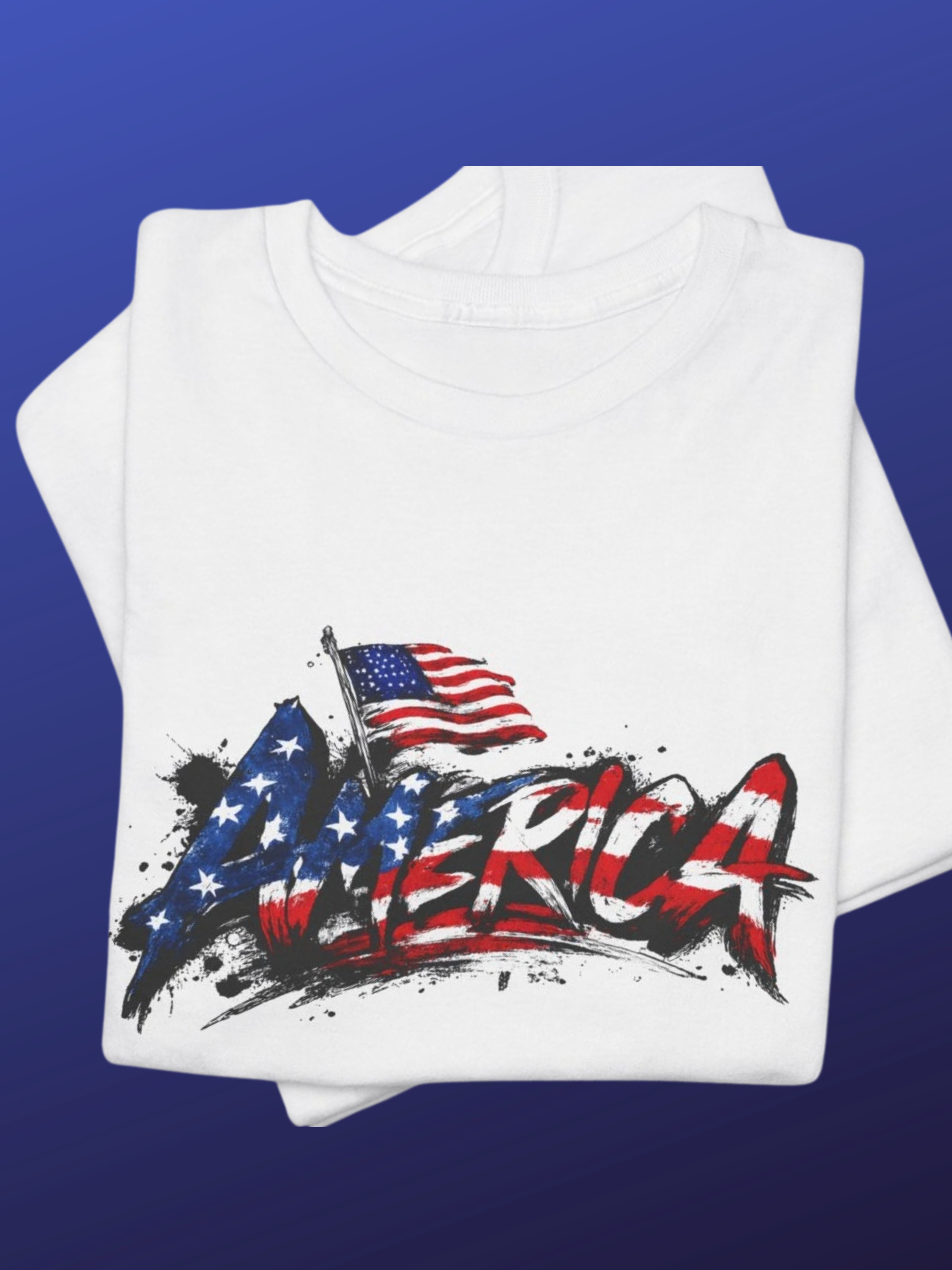 Distressed American Flag Brush Stroke T-Shirt | Patriotic USA Grunge Graphic Tee | Red White Blue Freedom Shirt