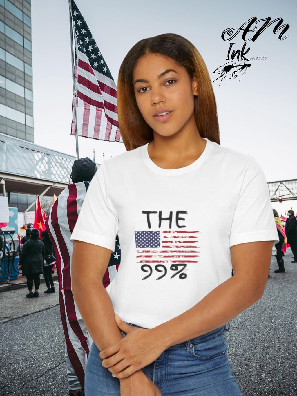 THE 99%  American Flag T Shirt