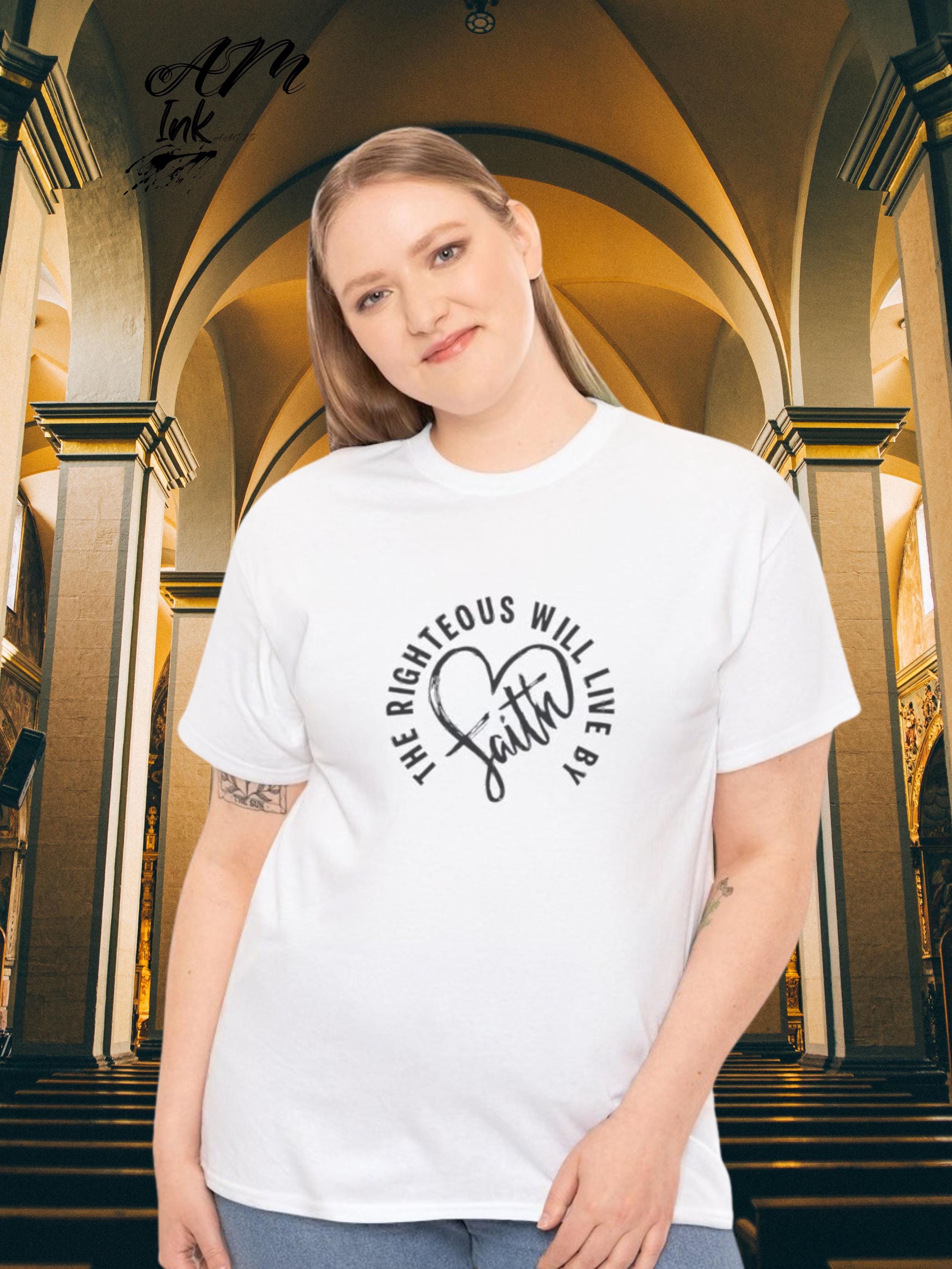 Faith Heart Graphic Tee  Romans 1 17 Christian bible verse shirt faith based clothing