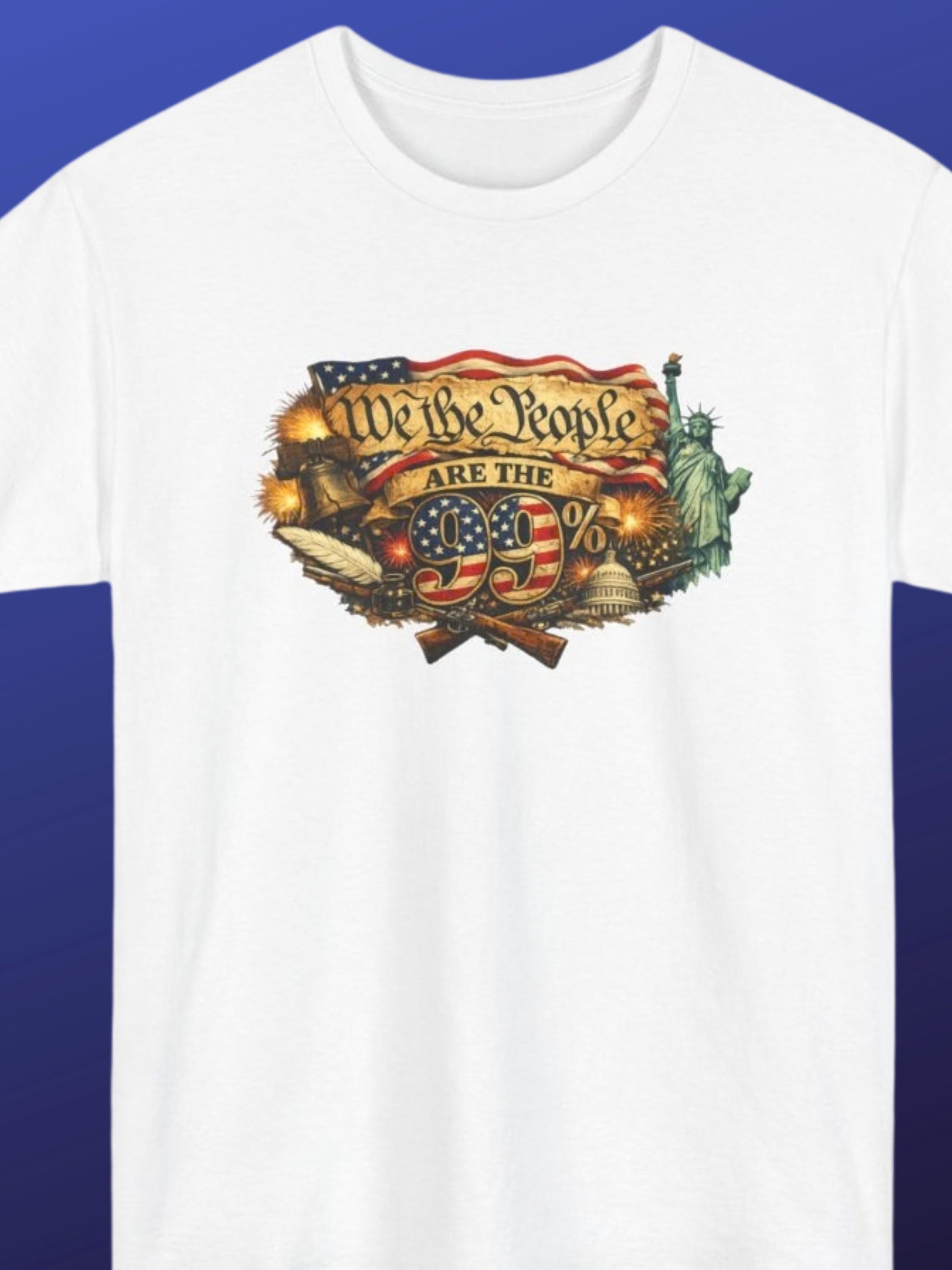 We the People T-Shirt | Vintage Constitution Scroll American Flag 99% Liberty Tee