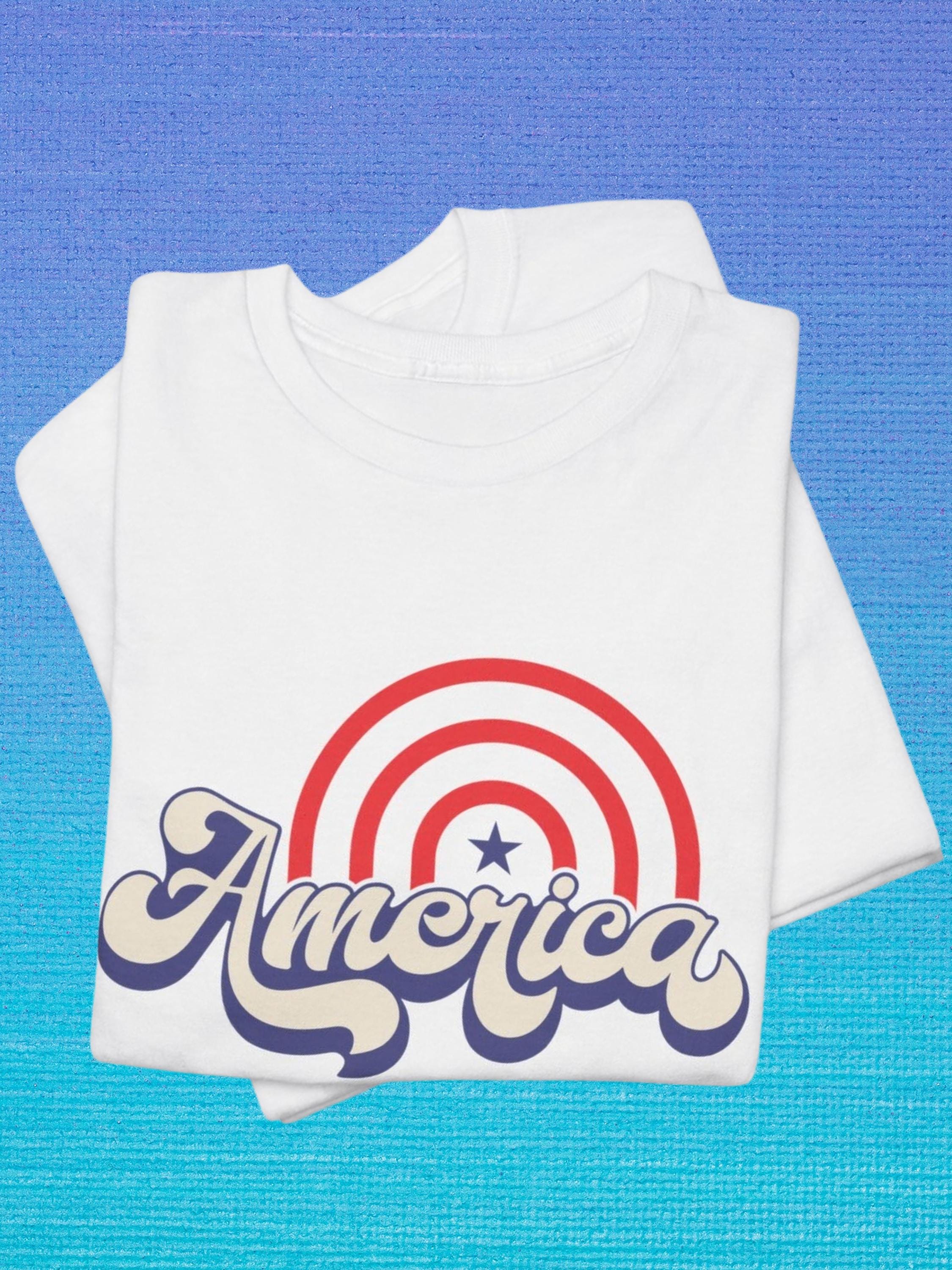 Retro America Script T-Shirt | Patriotic Stars Stripes Graphic Tee