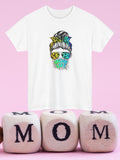 Mom Life Cheetah Print Tee | Floral Sugar Skull, Messy Bun