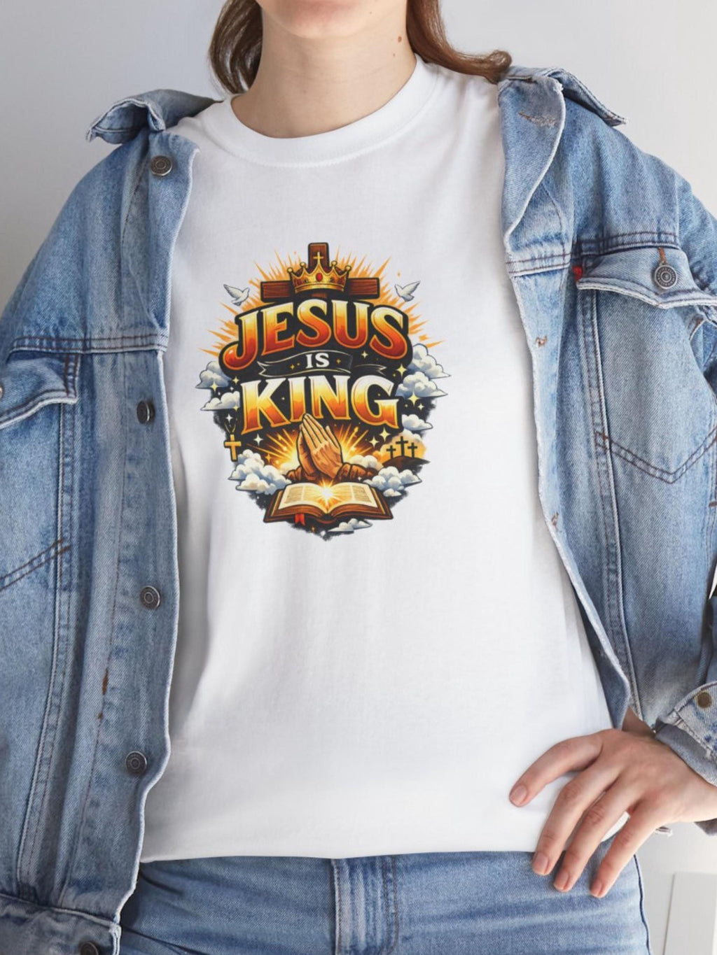 Jesus Is King T-Shirt | Faith Cross Graphic Tee | Worship Christian Shirt | Faith Based Apparel