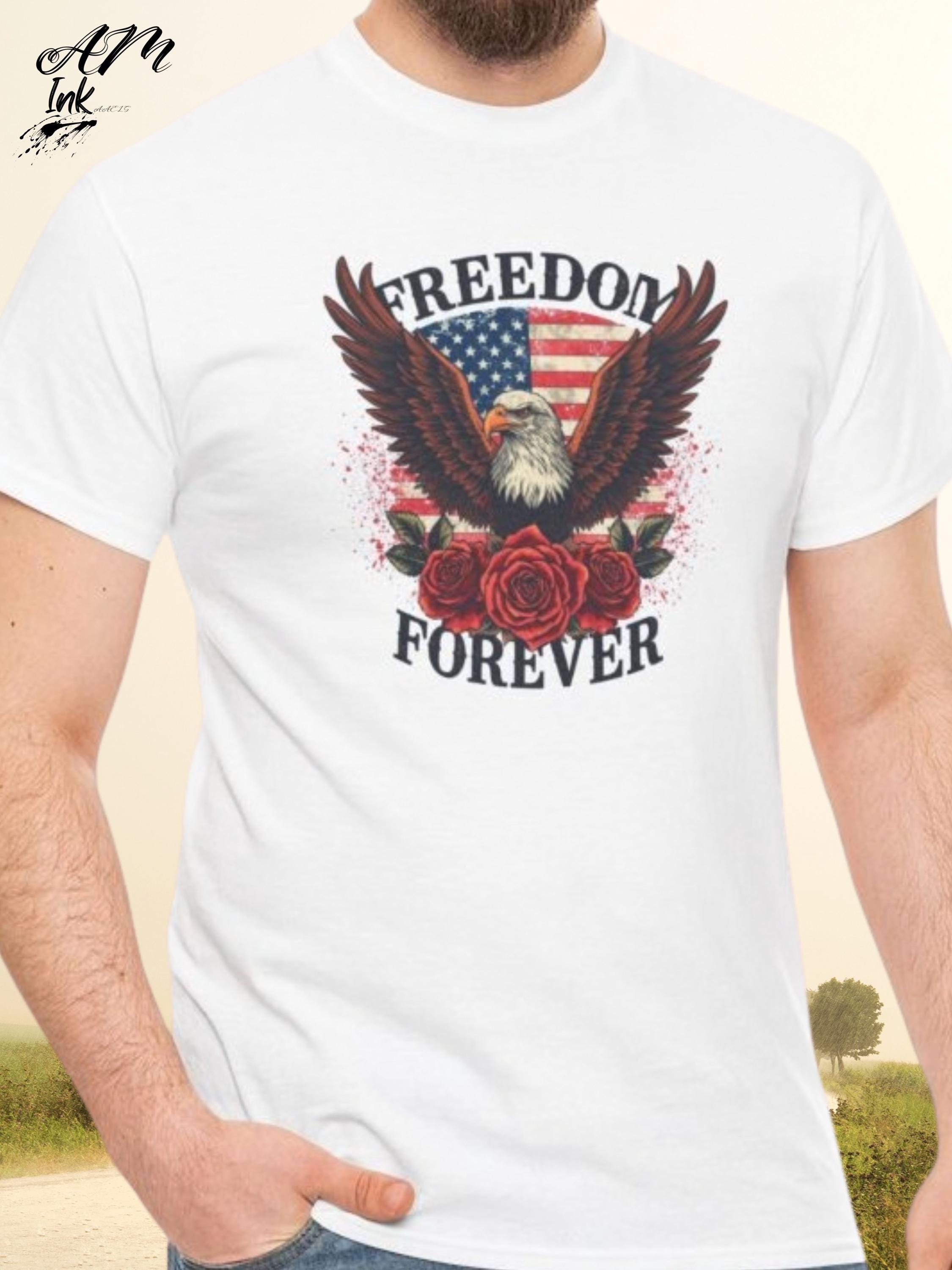 Vintage Eagle Graphic T-Shirt, Freedom Forever, Patriotic USA Pride