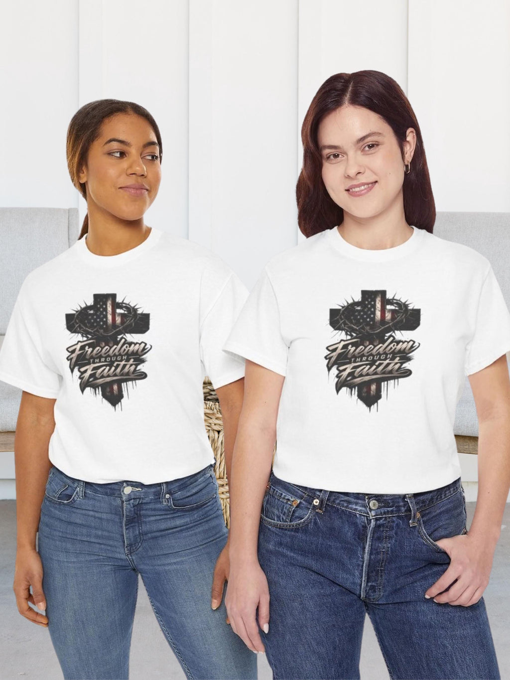 American Flag Cross T-Shirt | Freedom & Faith Christian Tee