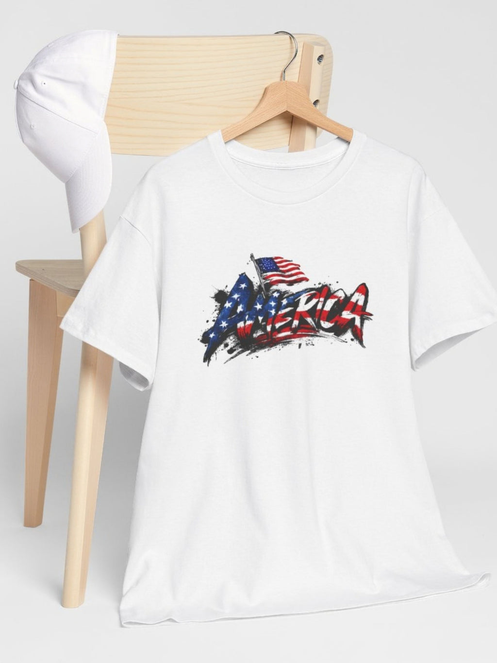 Distressed American Flag Brush Stroke T-Shirt | Patriotic USA Grunge Graphic Tee | Red White Blue Freedom Shirt