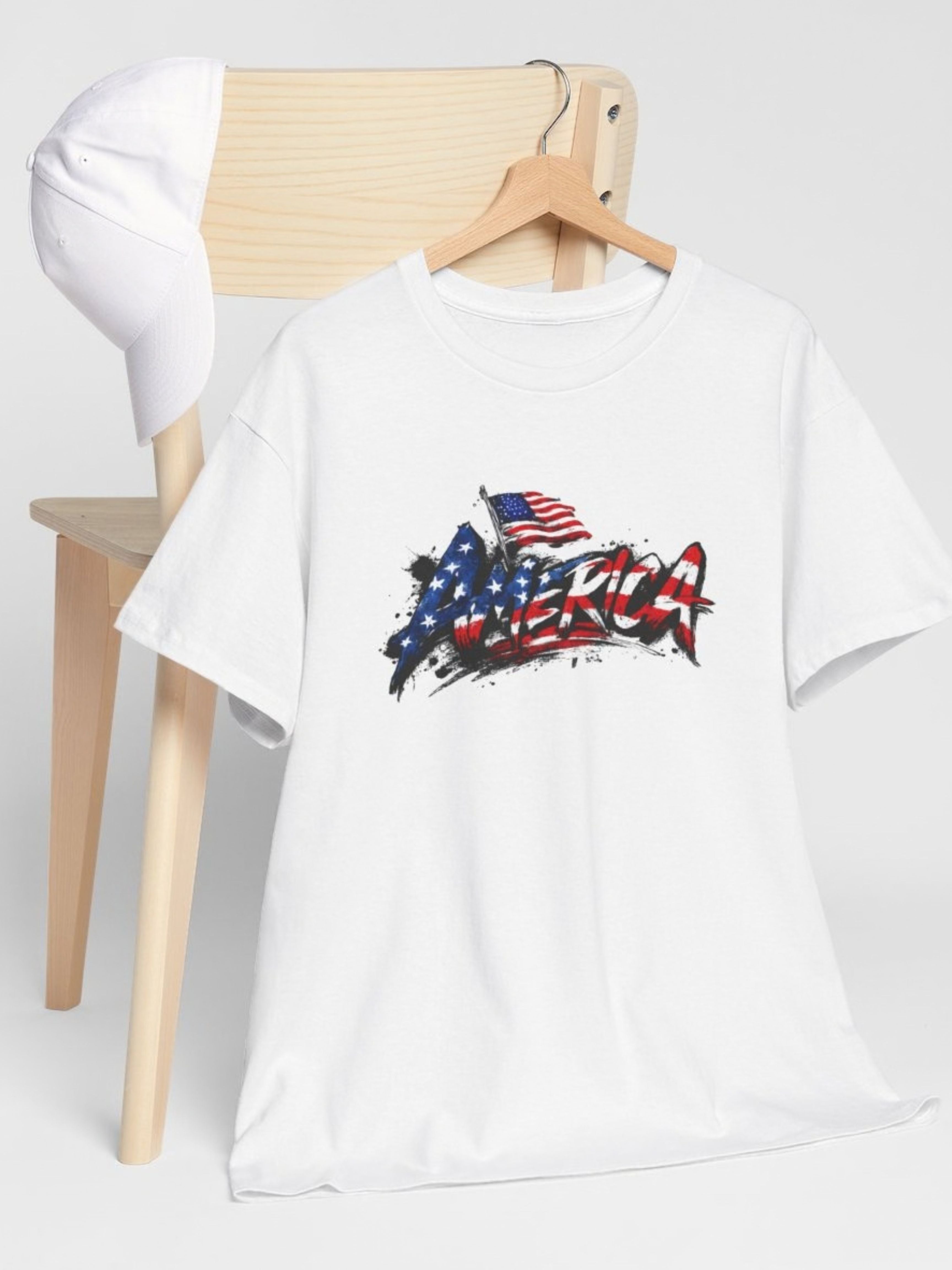 Distressed American Flag Brush Stroke T-Shirt | Patriotic USA Grunge Graphic Tee | Red White Blue Freedom Shirt