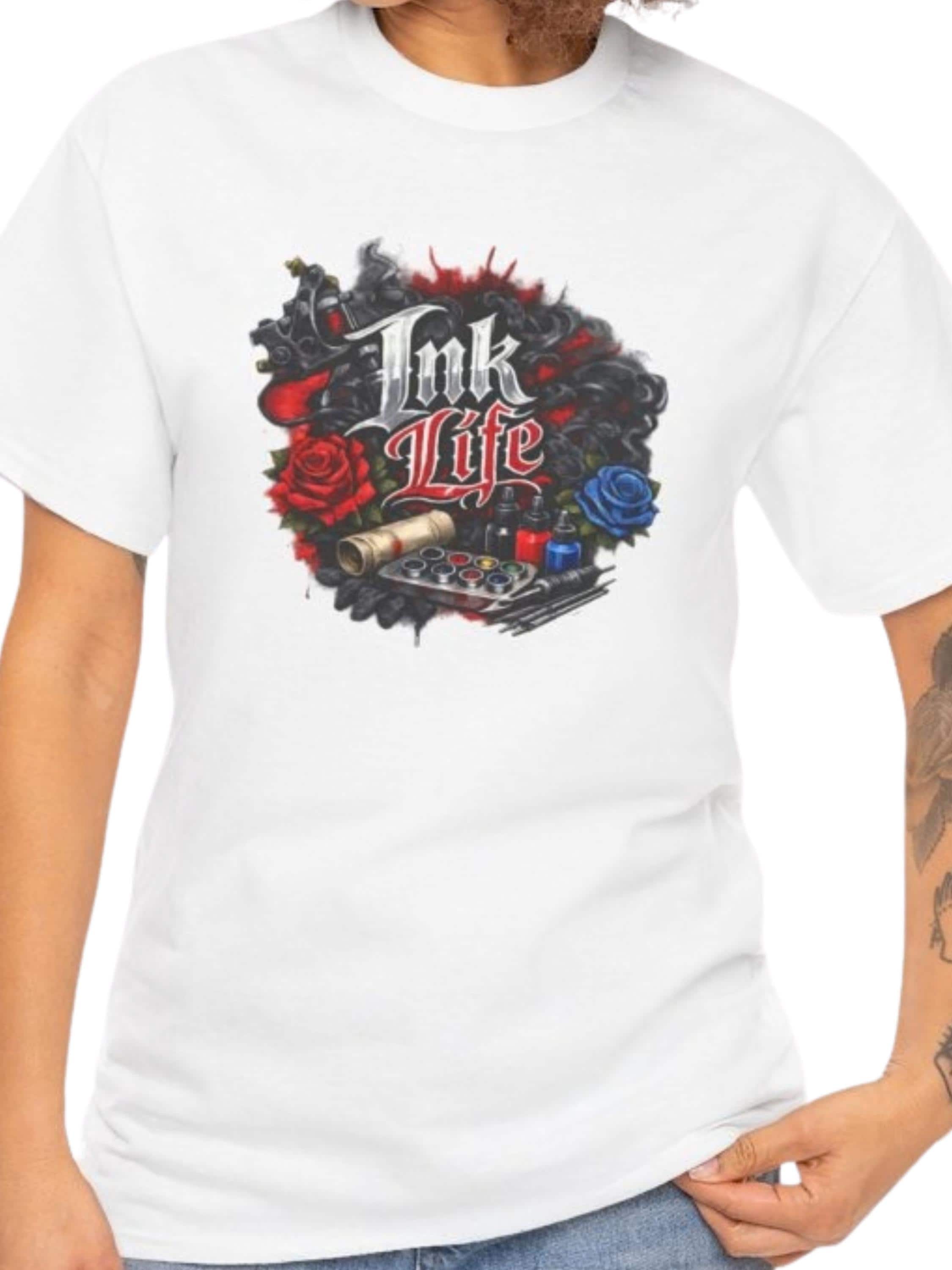 Ink Life Tattoo Heart Shirt | Roses, Skull, Tattoo Machine Graphic Tee