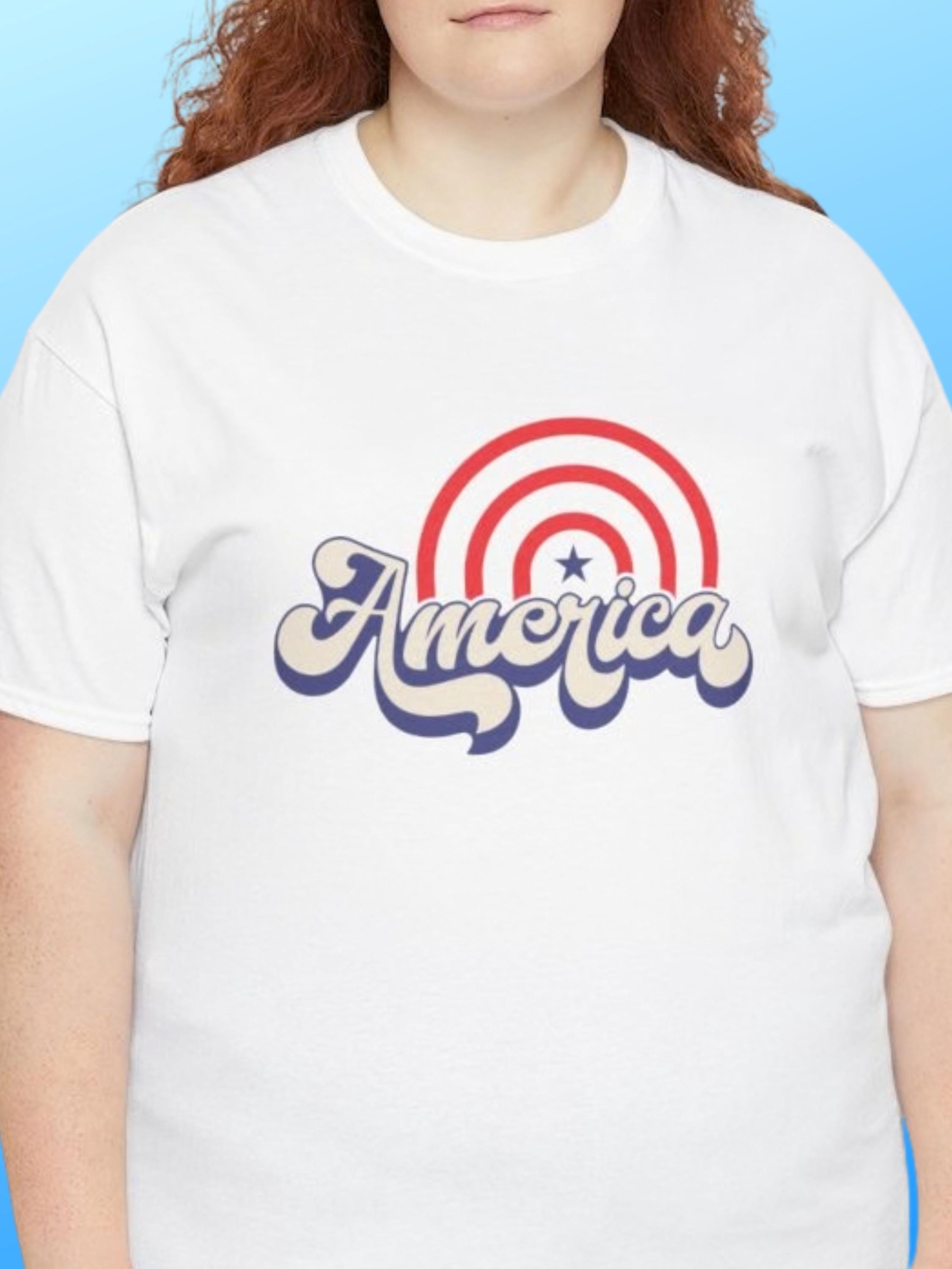 Retro America Script T-Shirt | Patriotic Stars Stripes Graphic Tee