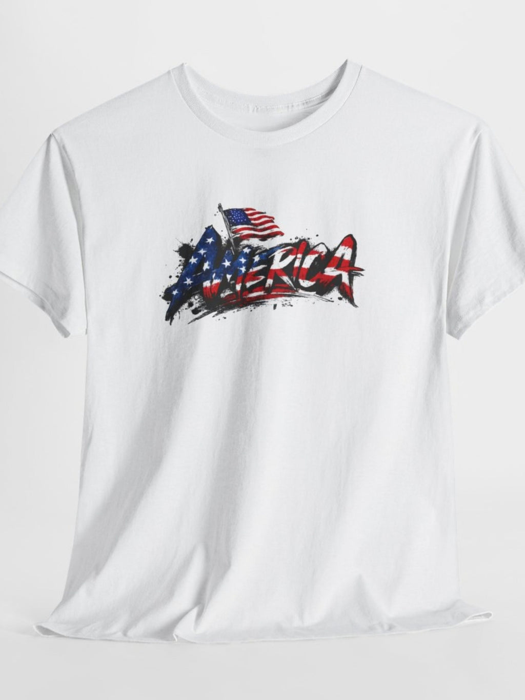 Distressed American Flag Brush Stroke T-Shirt | Patriotic USA Grunge Graphic Tee | Red White Blue Freedom Shirt