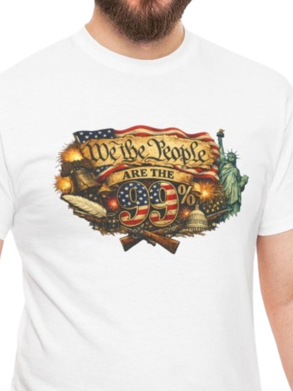 We the People T-Shirt | Vintage Constitution Scroll American Flag 99% Liberty Tee
