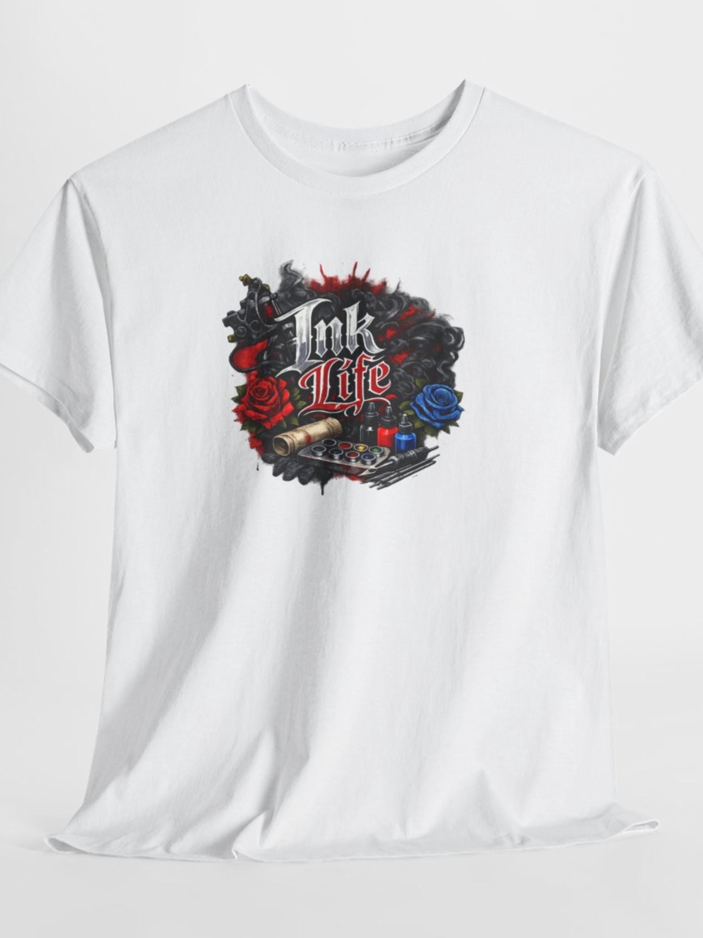 Ink Life Tattoo Heart Shirt | Roses, Skull, Tattoo Machine Graphic Tee