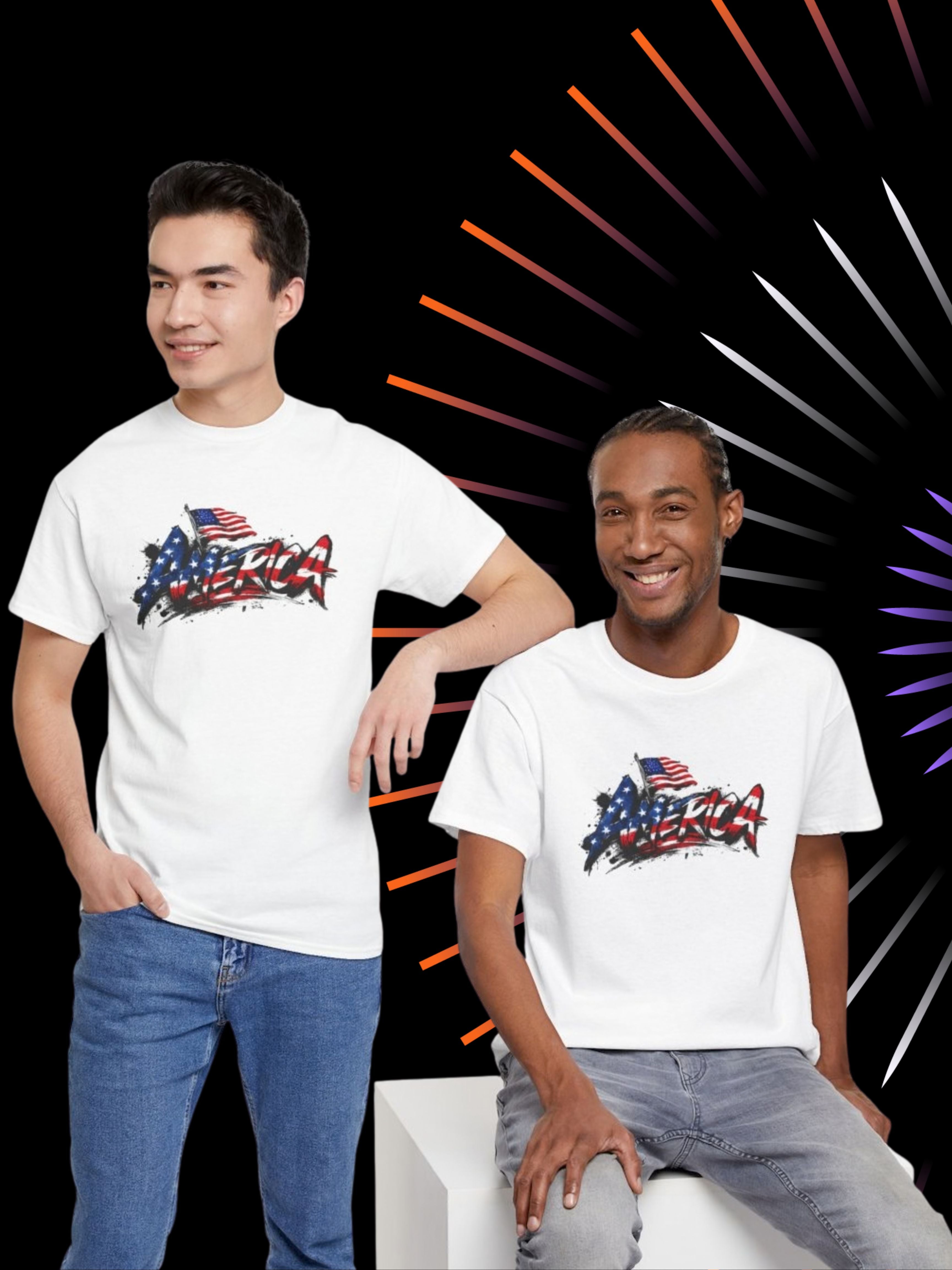 Distressed American Flag Brush Stroke T-Shirt | Patriotic USA Grunge Graphic Tee | Red White Blue Freedom Shirt