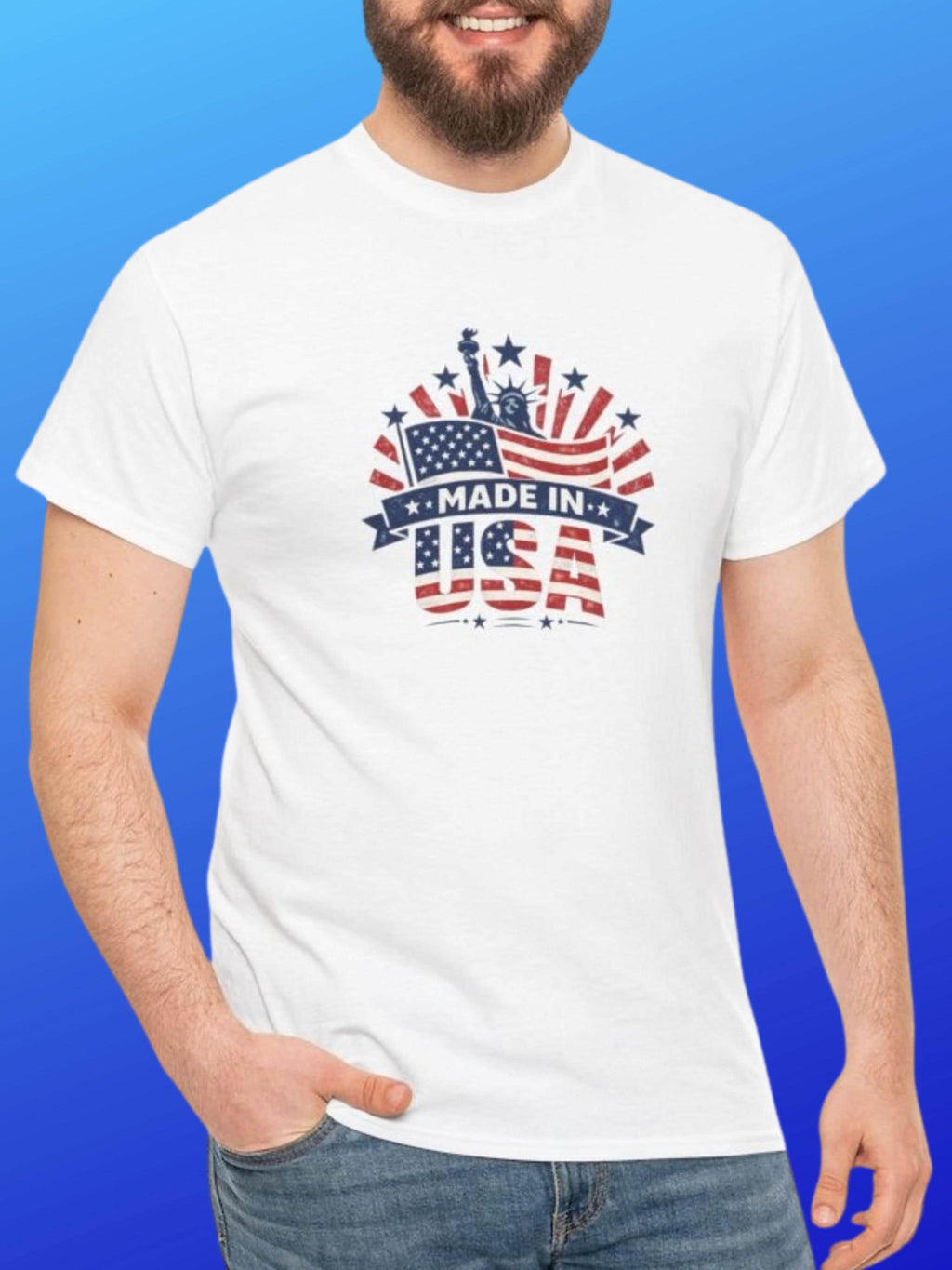 Made in USA Patriotic T-Shirt | Distressed American Flag Graphic Tee