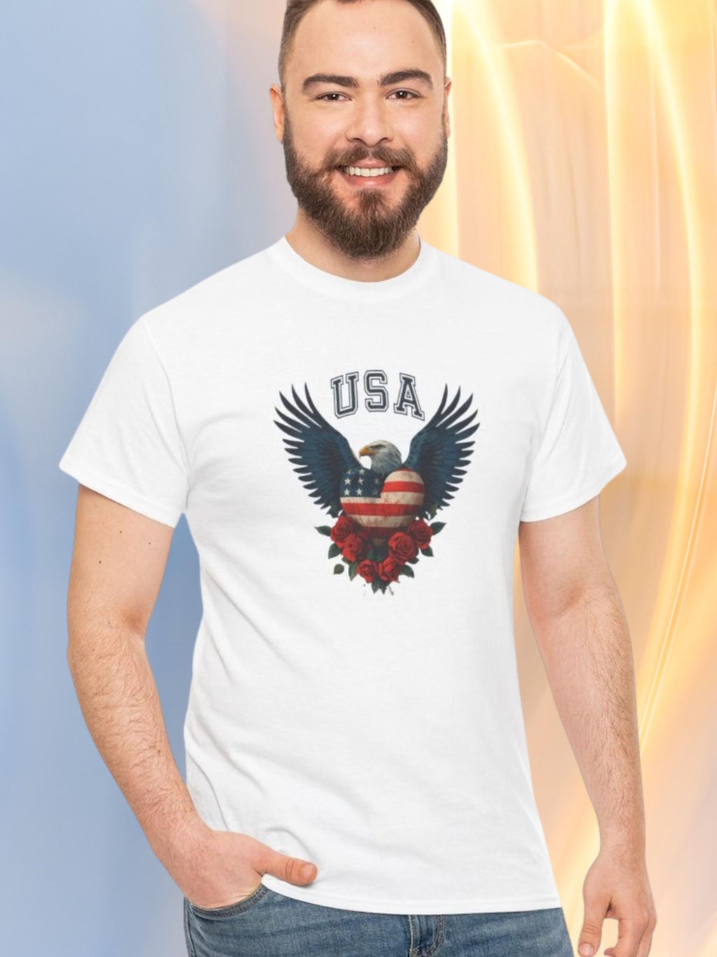 Vintage Americana Eagle Heart Graphic Tee | Patriotic 4th of July Shirt