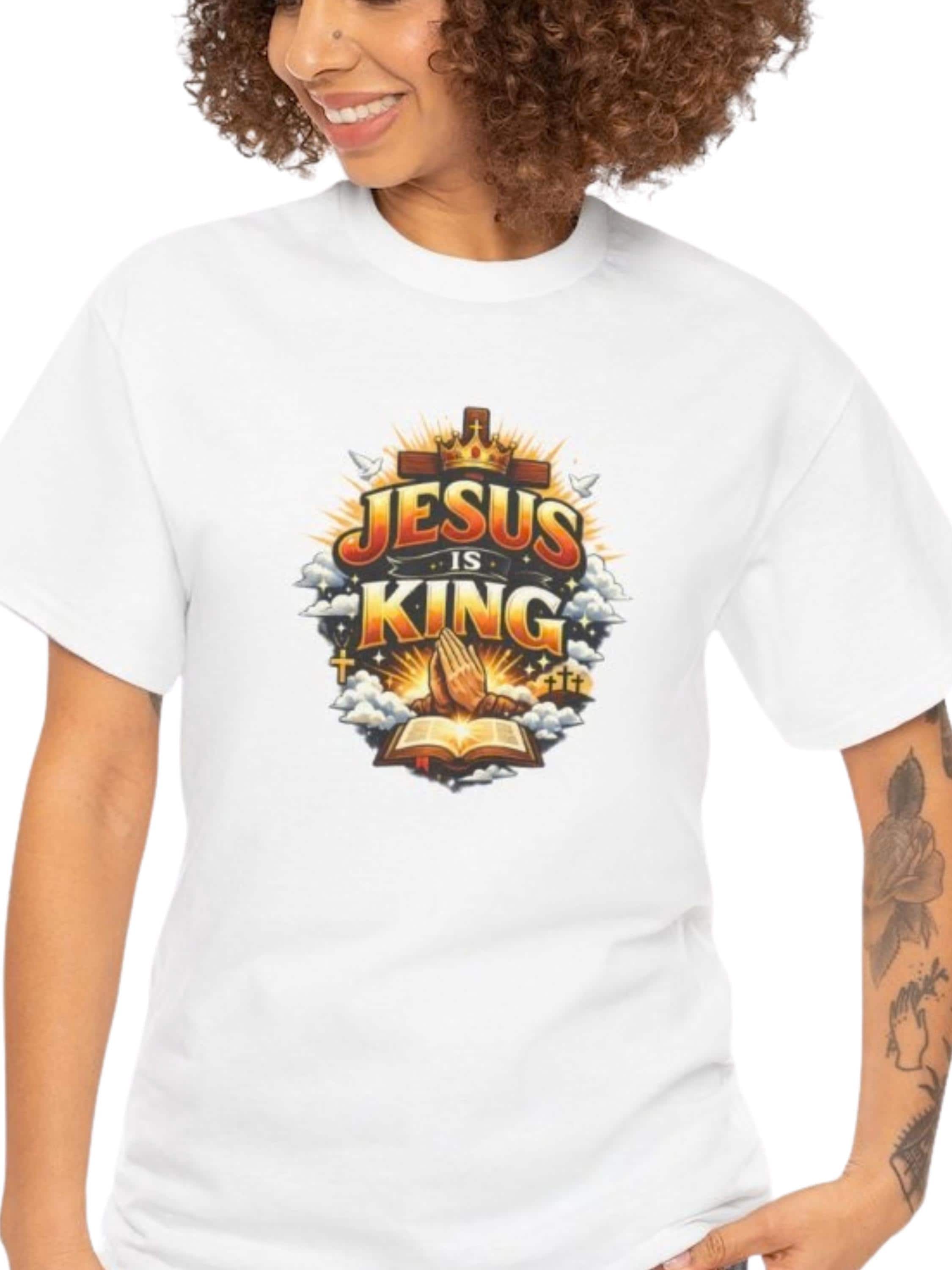 Jesus Is King T-Shirt | Faith Cross Graphic Tee | Worship Christian Shirt | Faith Based Apparel