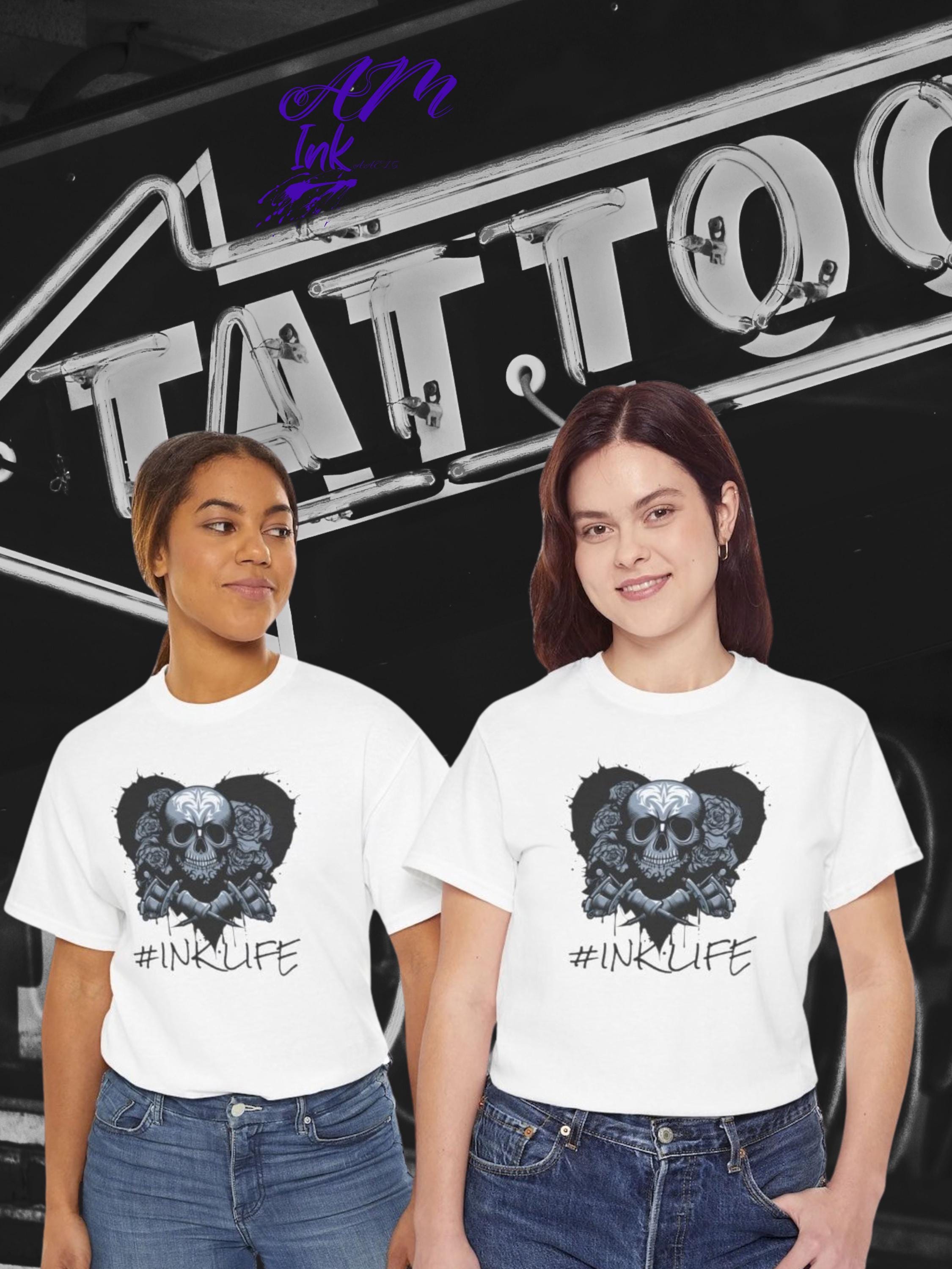 Gothic Skull with Roses Tattoo Lovers INK LIFE Tee