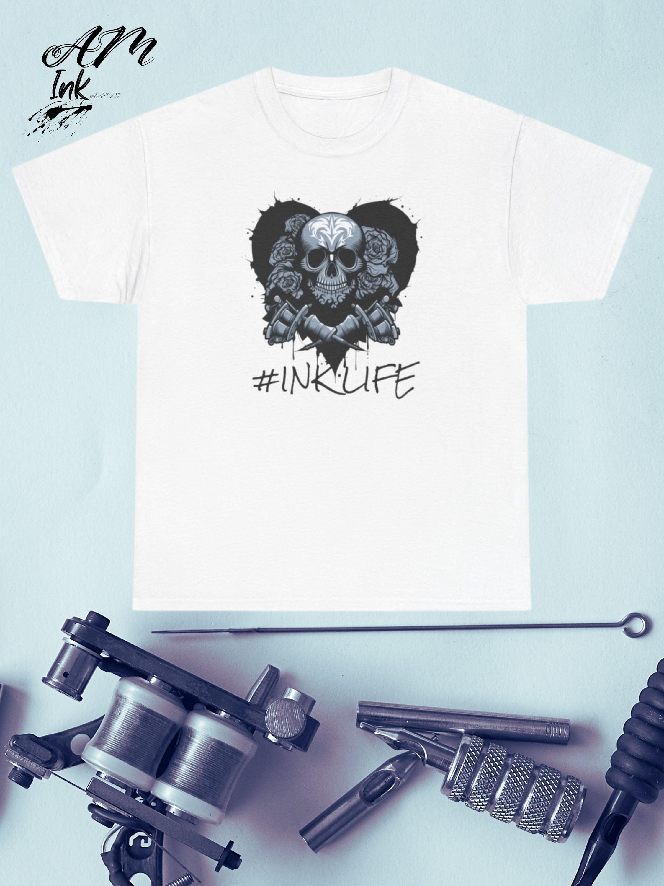 Gothic Skull with Roses Tattoo Lovers INK LIFE Tee