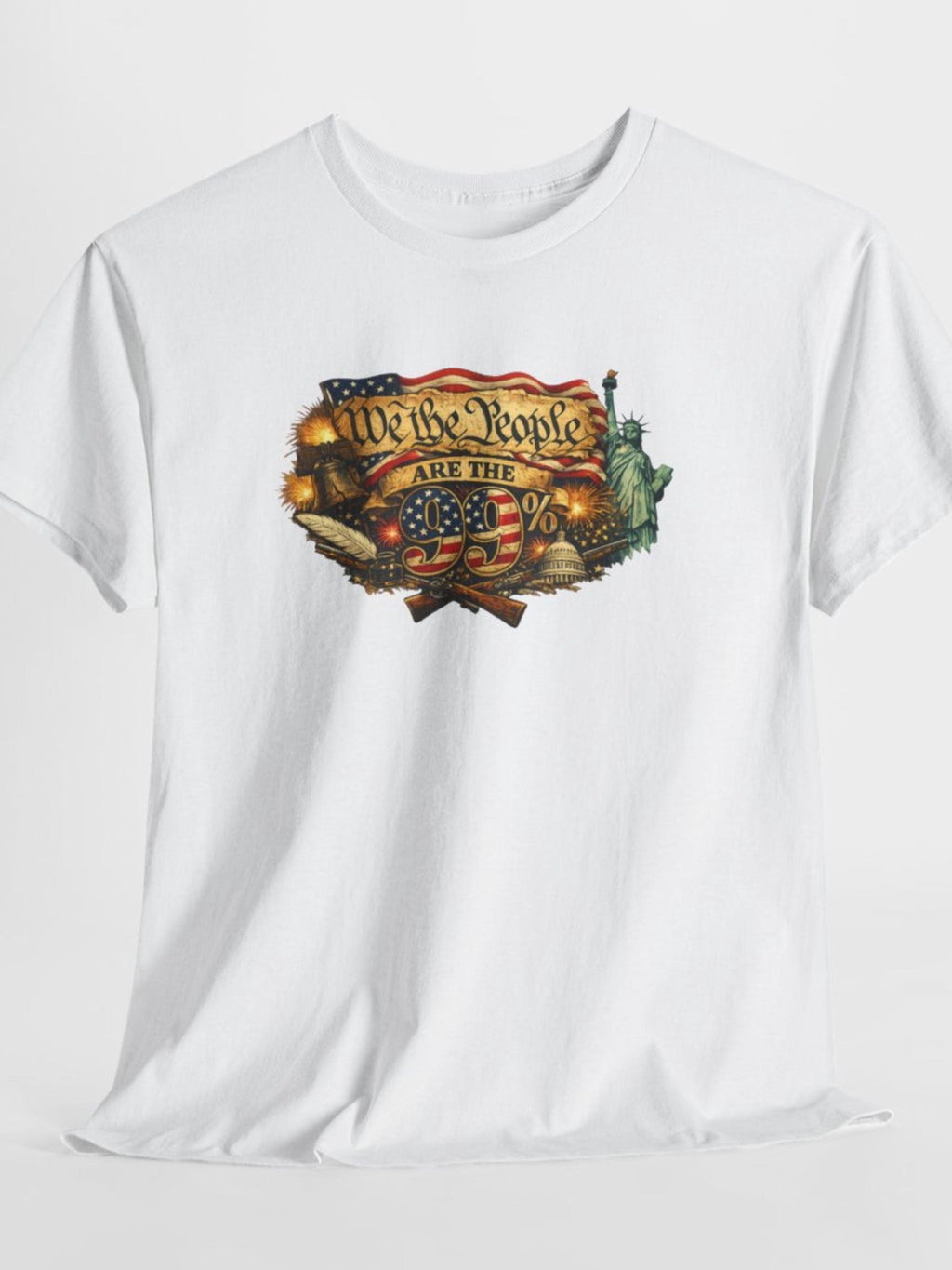 We the People T-Shirt | Vintage Constitution Scroll American Flag 99% Liberty Tee