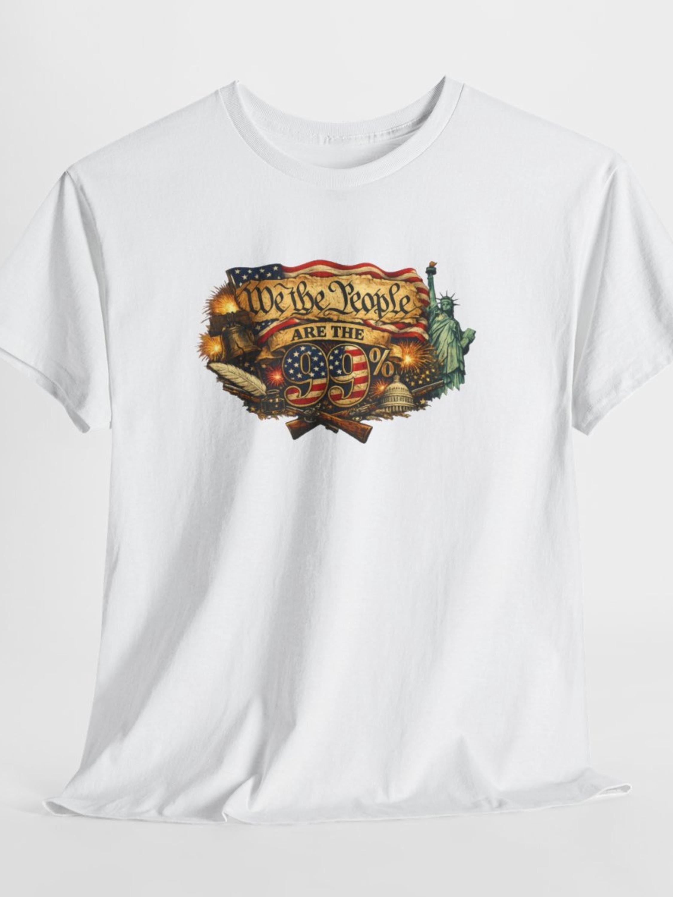 We the People T-Shirt | Vintage Constitution Scroll American Flag 99% Liberty Tee