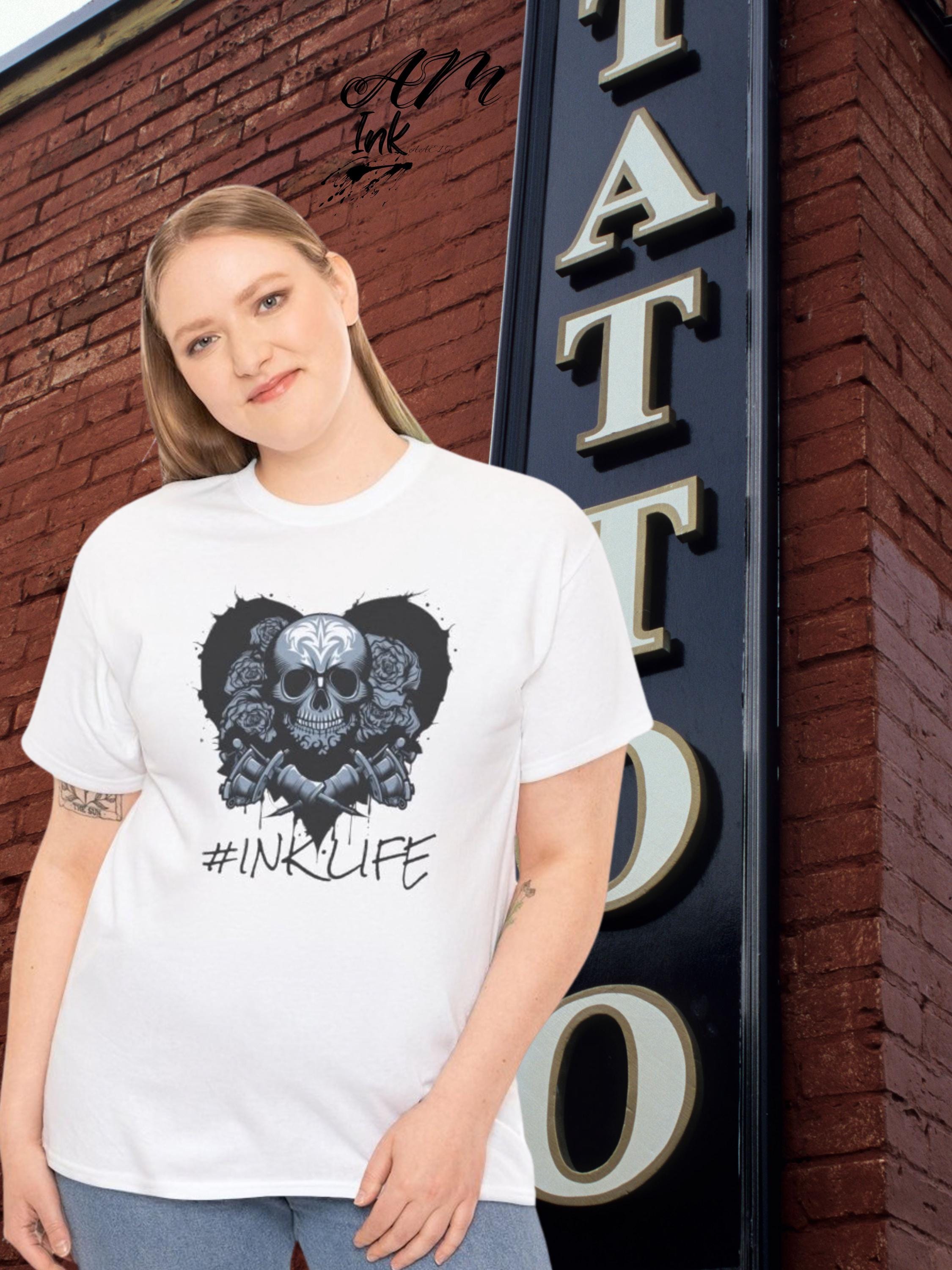 Gothic Skull with Roses Tattoo Lovers INK LIFE Tee