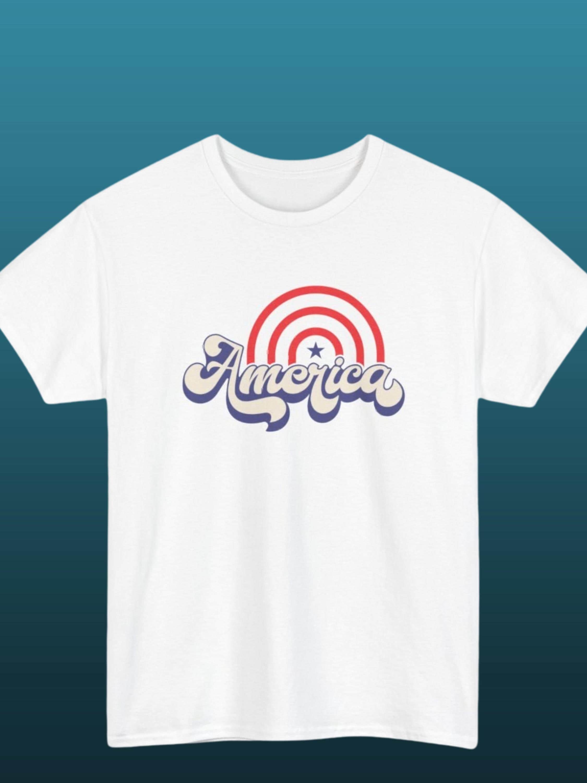 Retro America Script T-Shirt | Patriotic Stars Stripes Graphic Tee