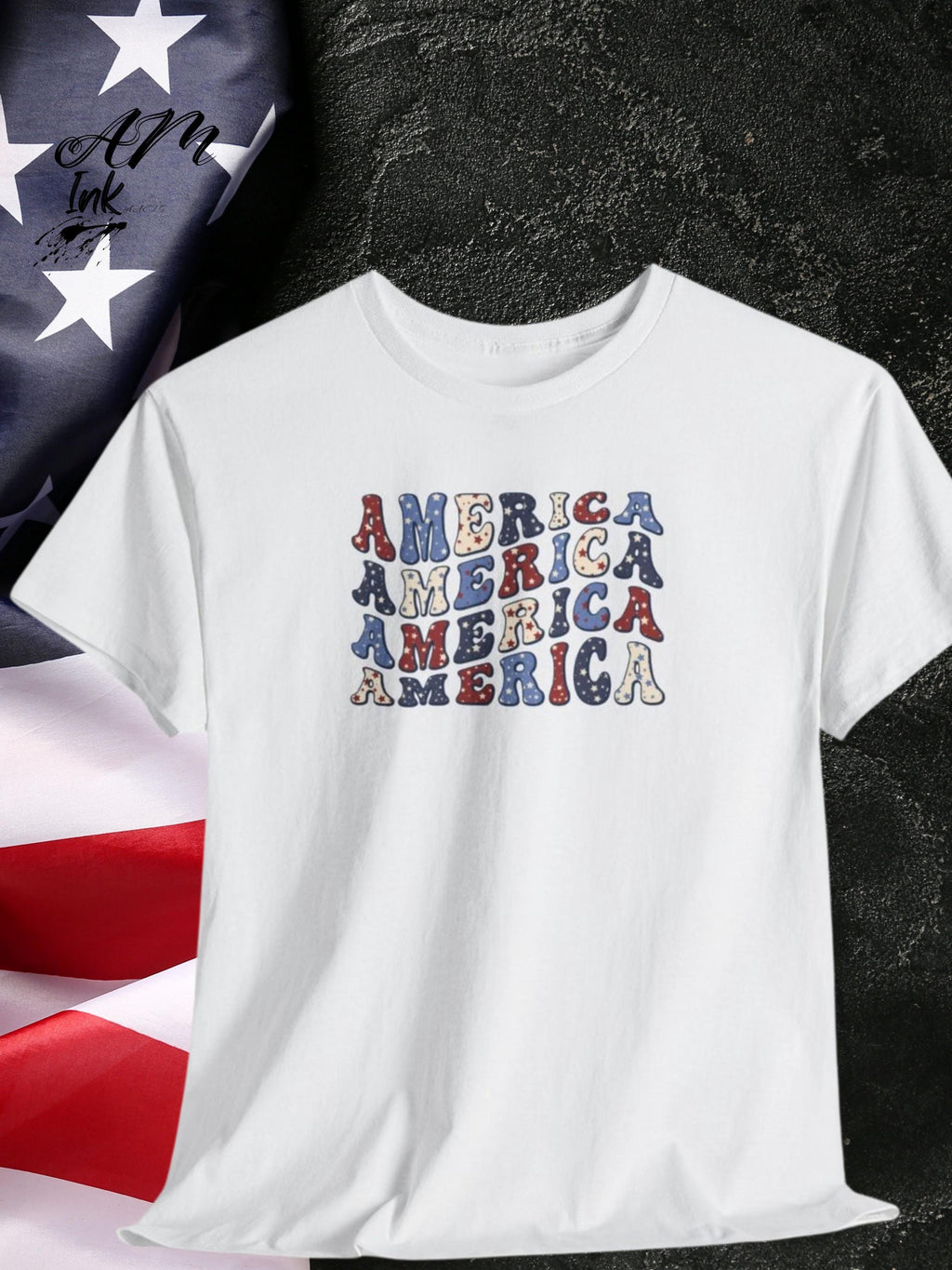 Retro America Stack Tee – Vintage 4th of July Graphic Shirt