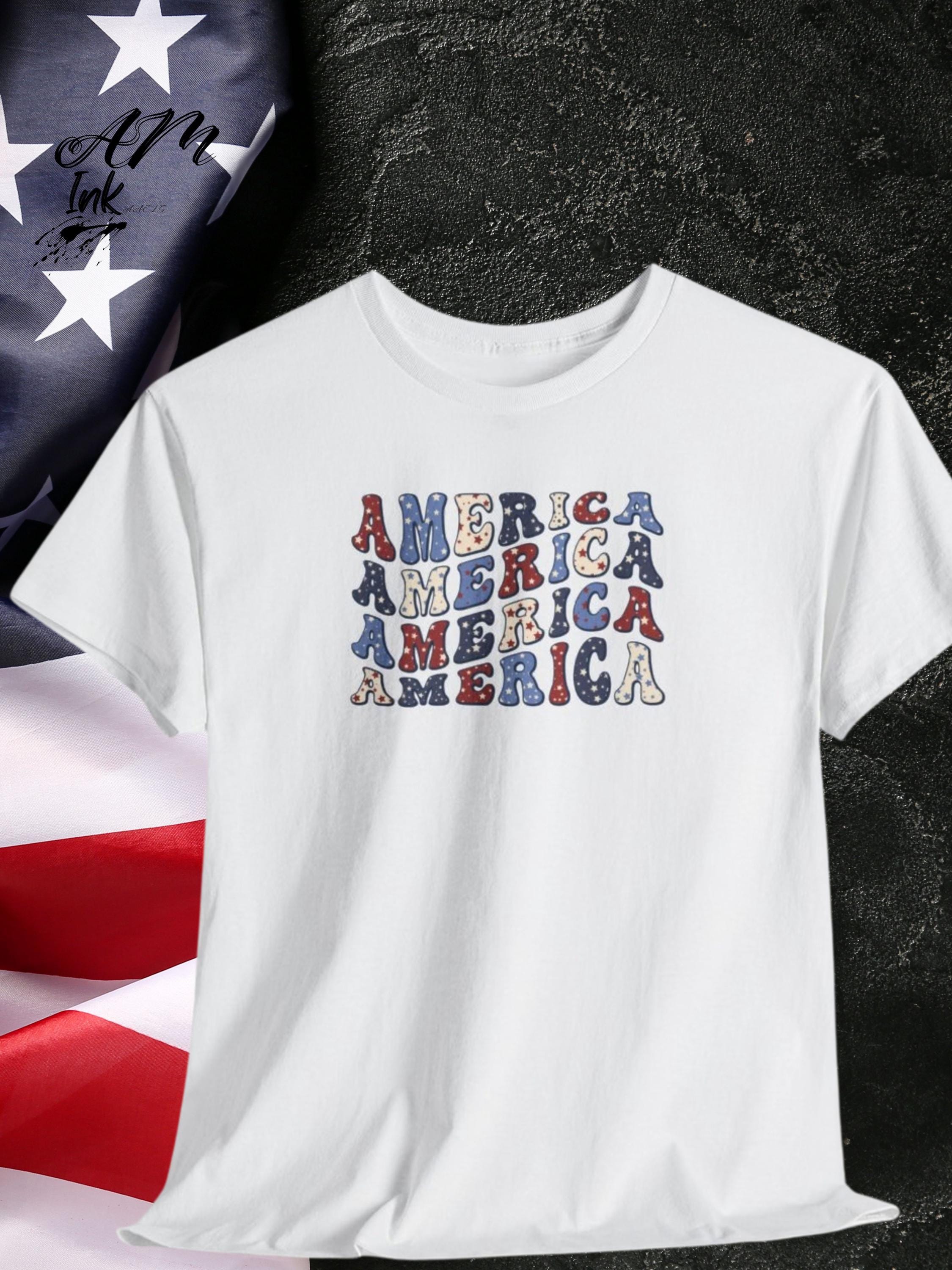 Retro America Stack Tee – Vintage 4th of July Graphic Shirt