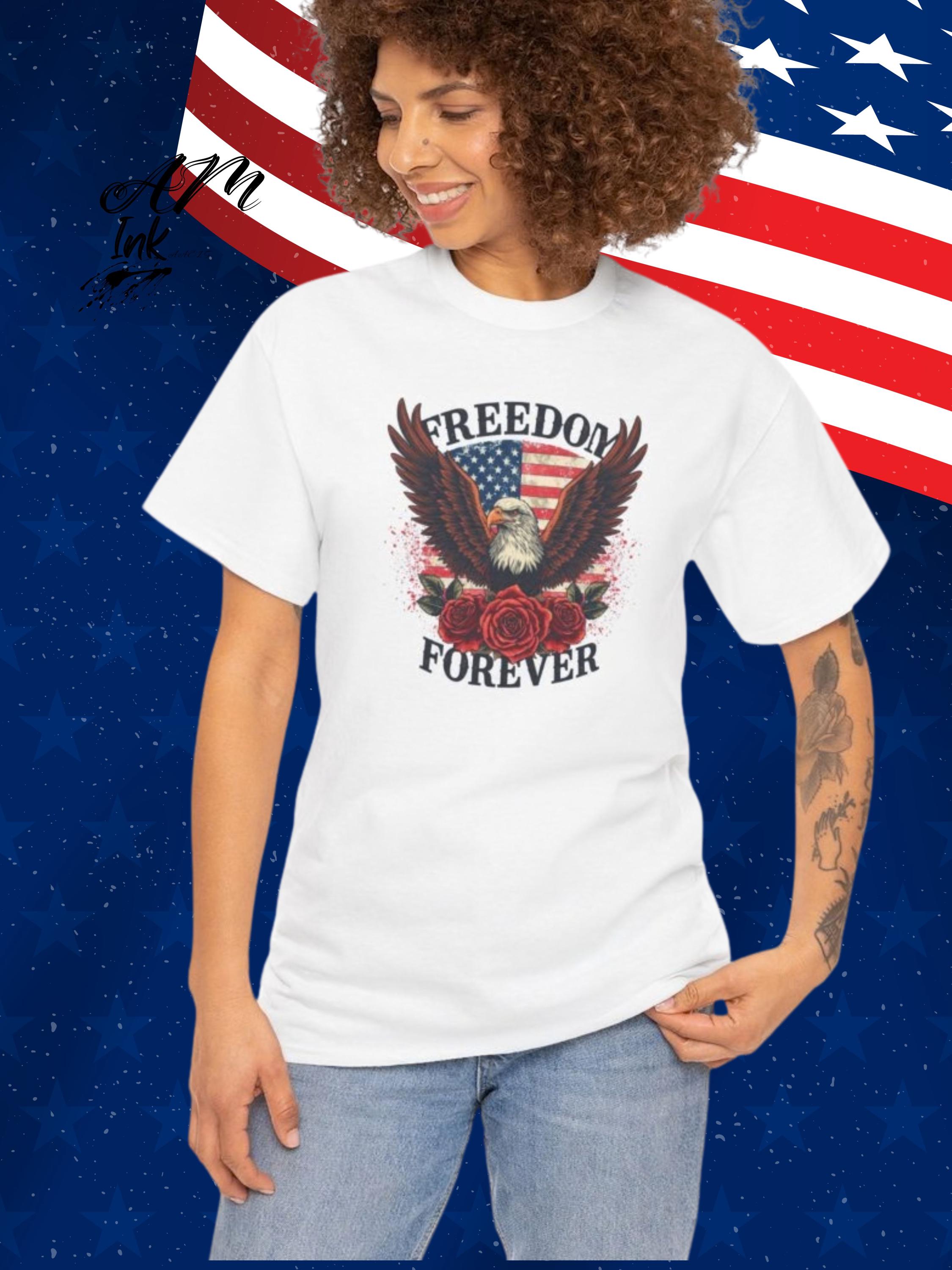Vintage Eagle Graphic T-Shirt, Freedom Forever, Patriotic USA Pride